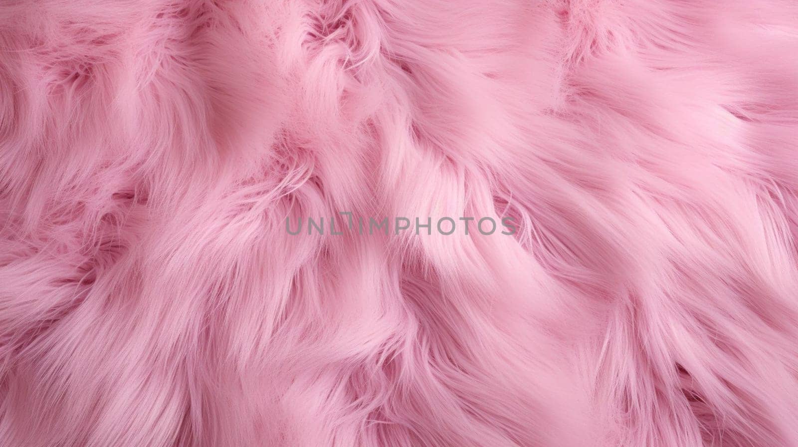 Soft long-fiber fur of light pink color. Pink fur for background or texture. Flat lay, top view, copy space. by kizuneko