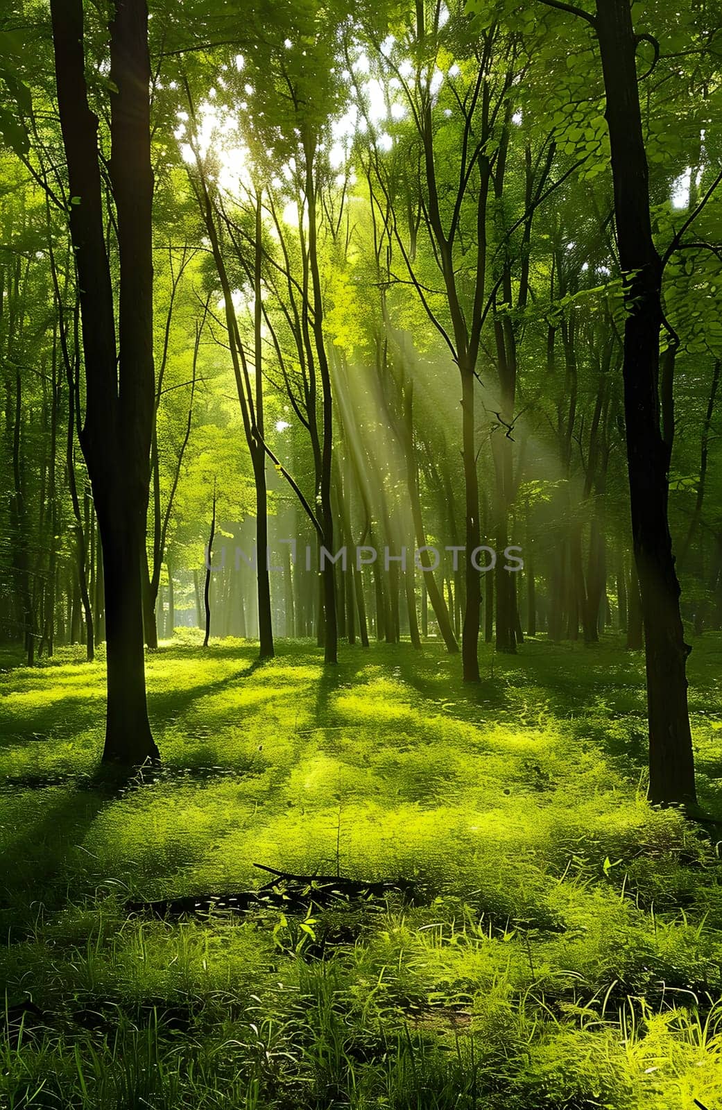 green forest textured monochromatic background, generative ai by Chechotkin