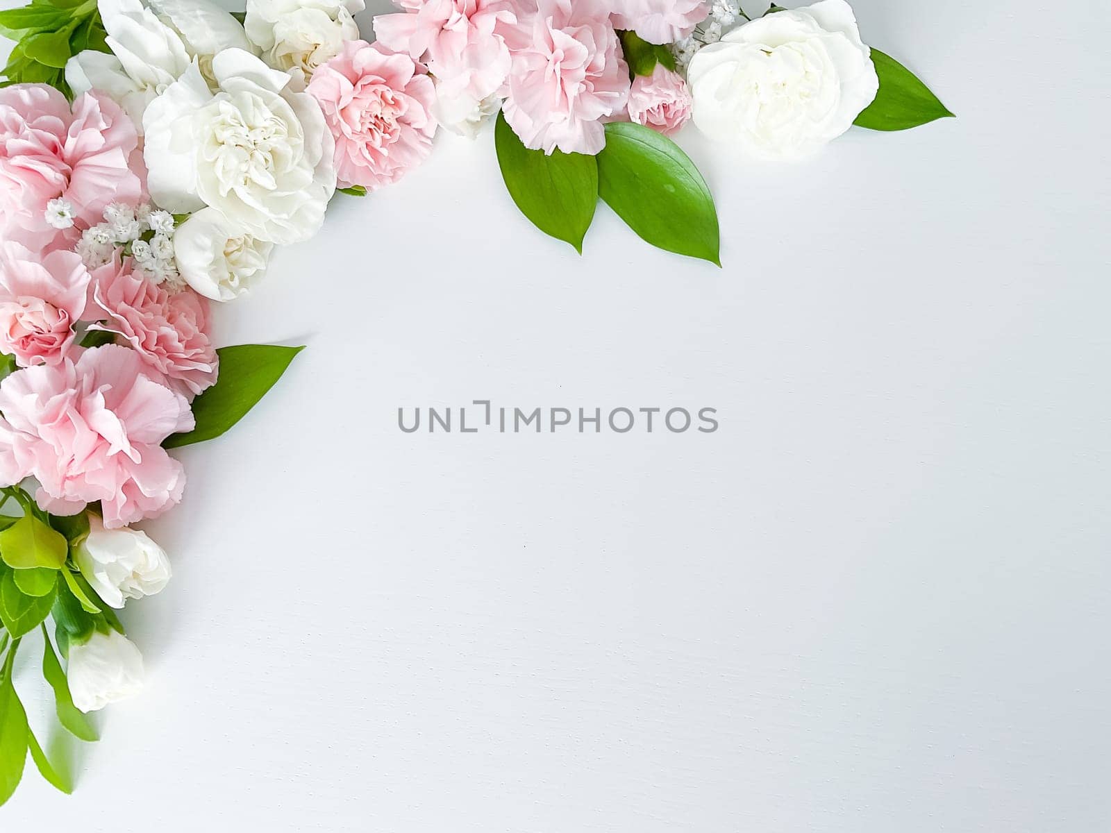 Pink floral. assorted pink flowers border on white by Lunnica