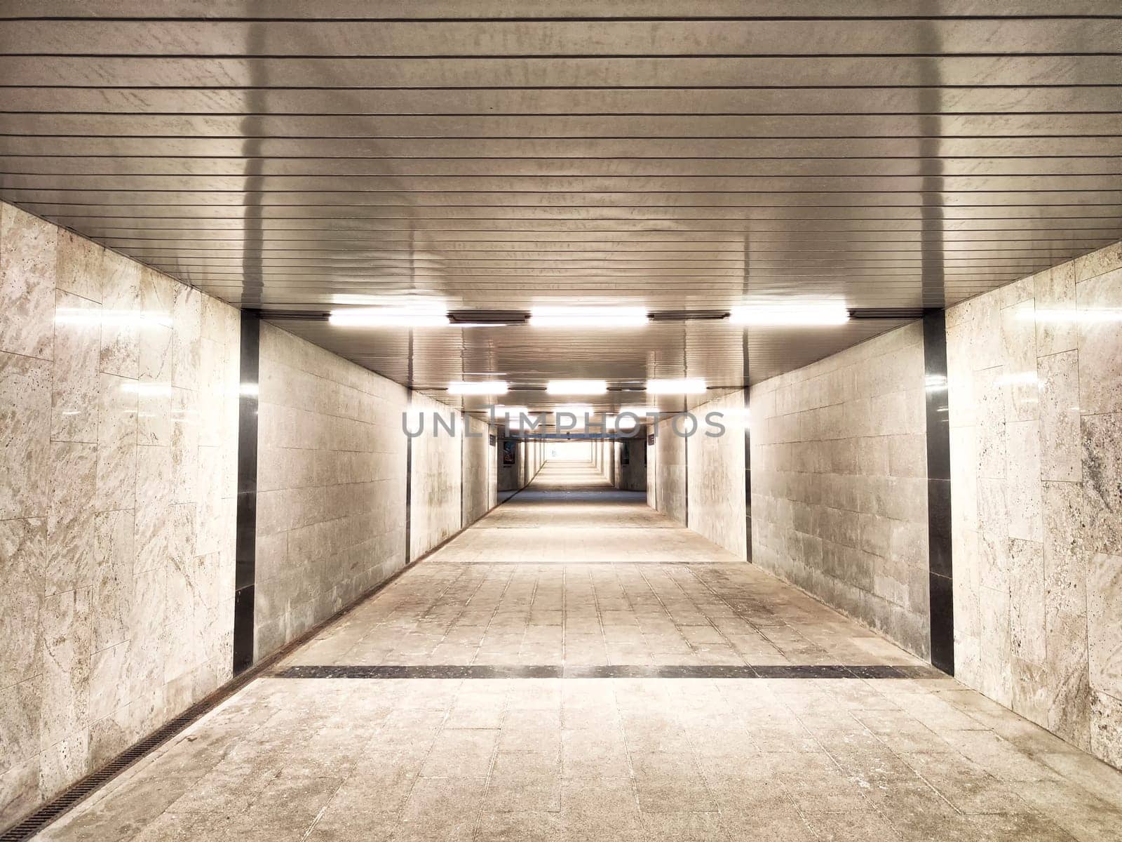New empty Tunnel, abstract geometric background. Abstract beige squares with a linear perspective