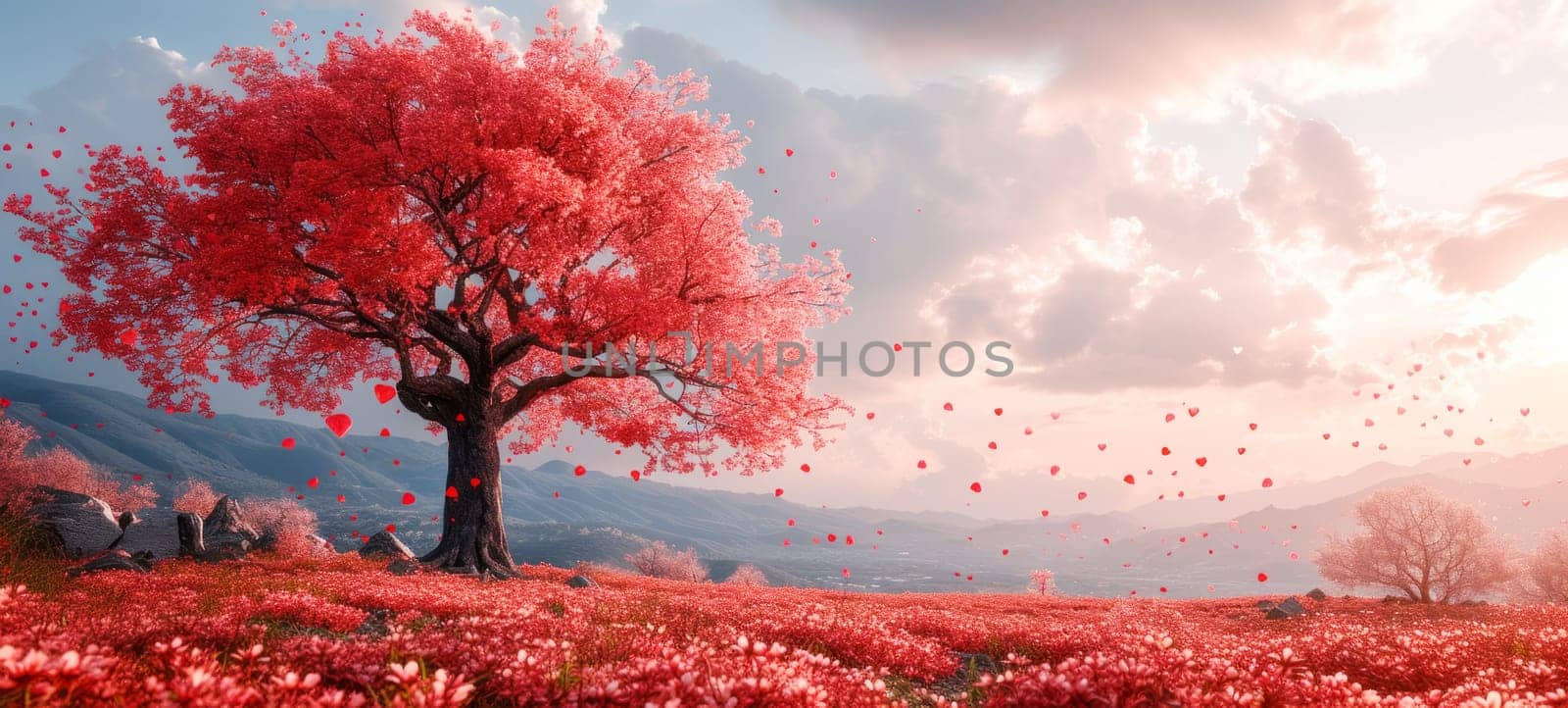 Sakura pink tree in bloom by NataliPopova