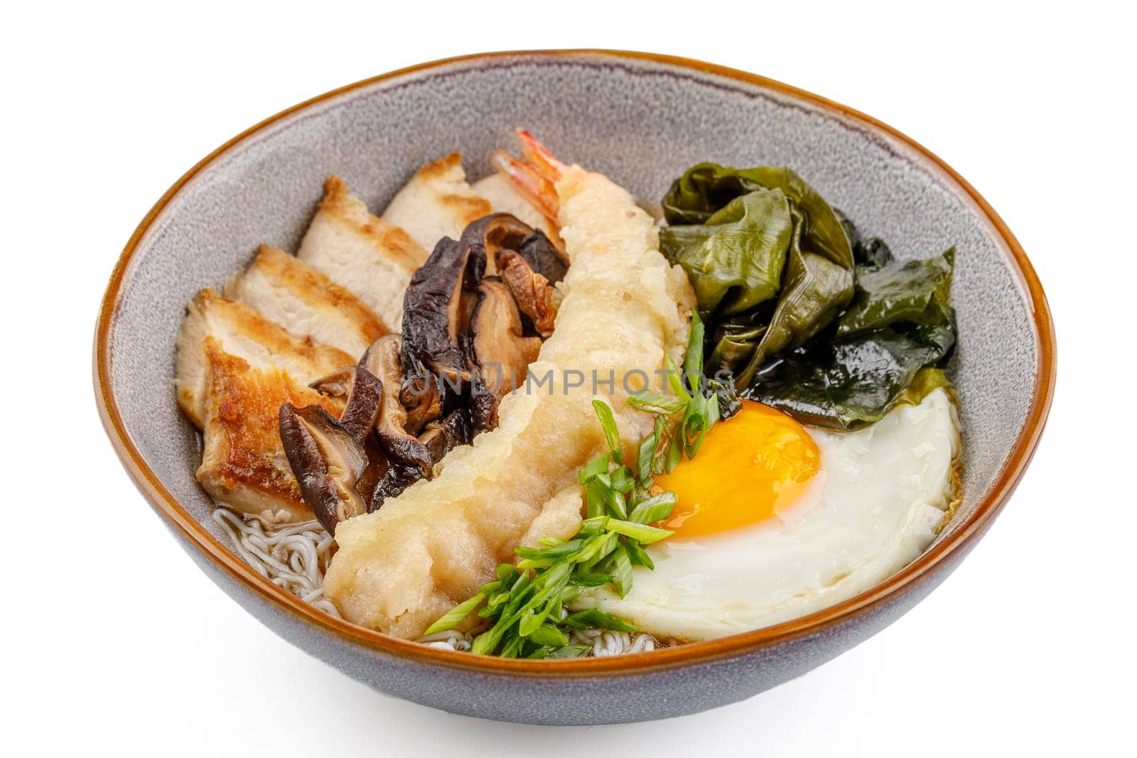 Claire soup with chicken and shrimp on a white background studio food photo 2