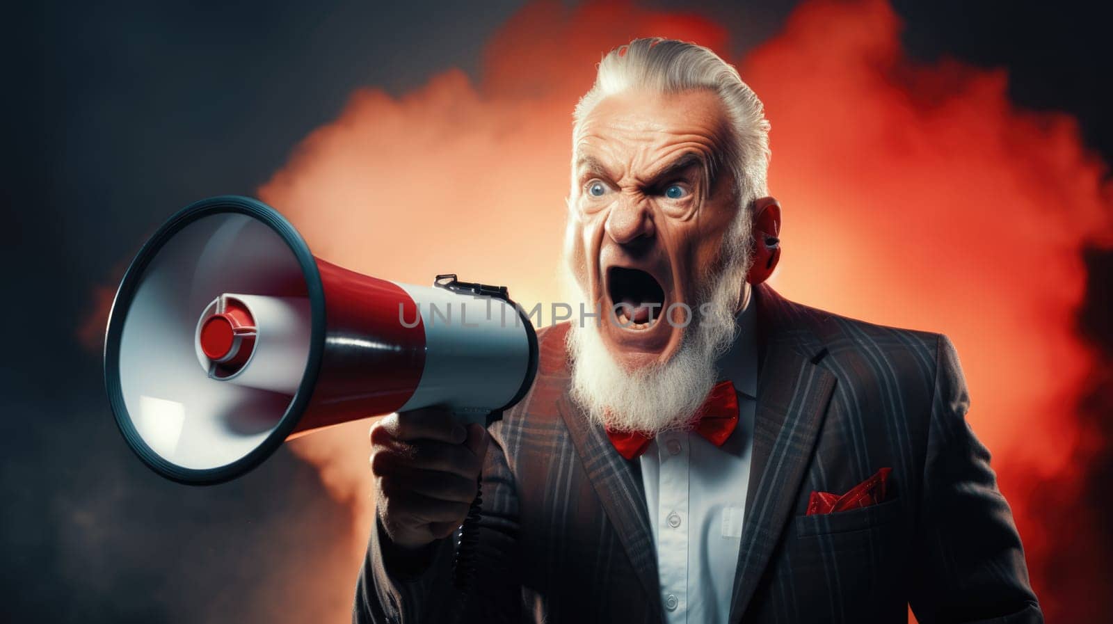 Big sale. Emotional portrait of marketing professional with megaphone. by palinchak