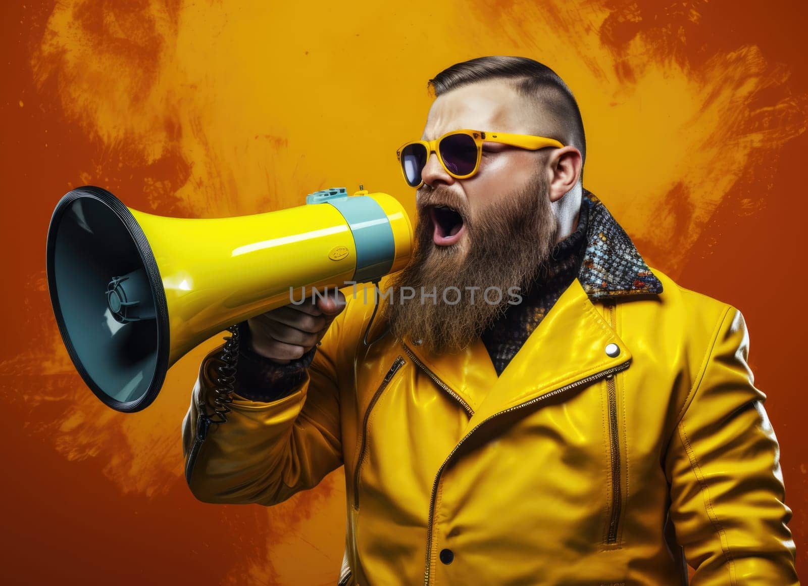 Big sale. Emotional portrait of marketing professional with megaphone. by palinchak
