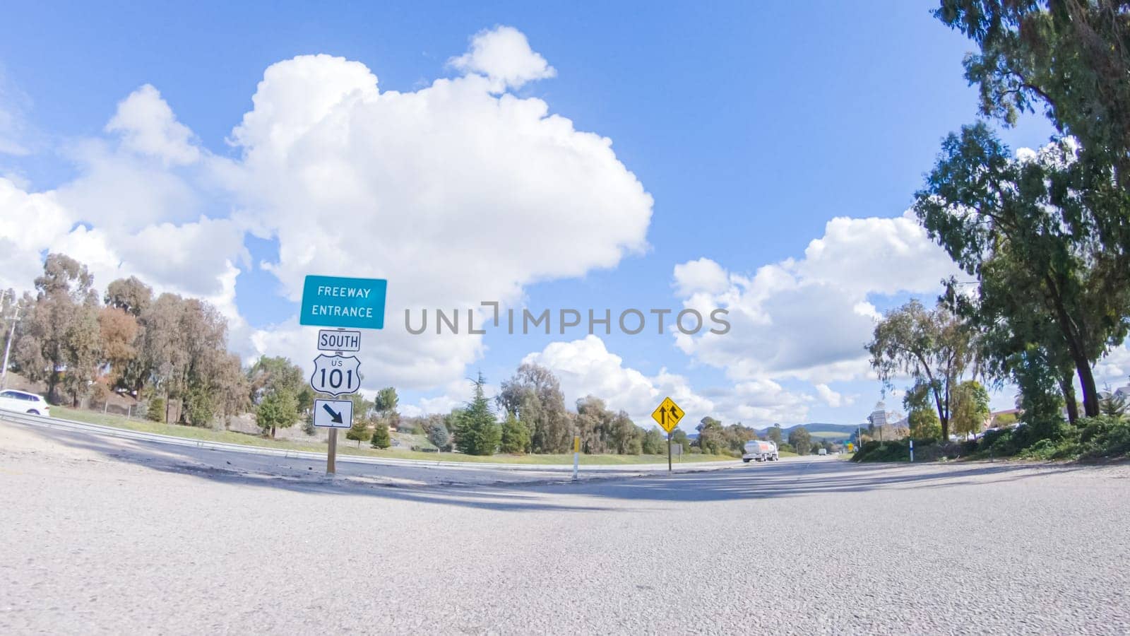 Winter Drive along Sunny Highway 101 near Santa Maria by arinahabich