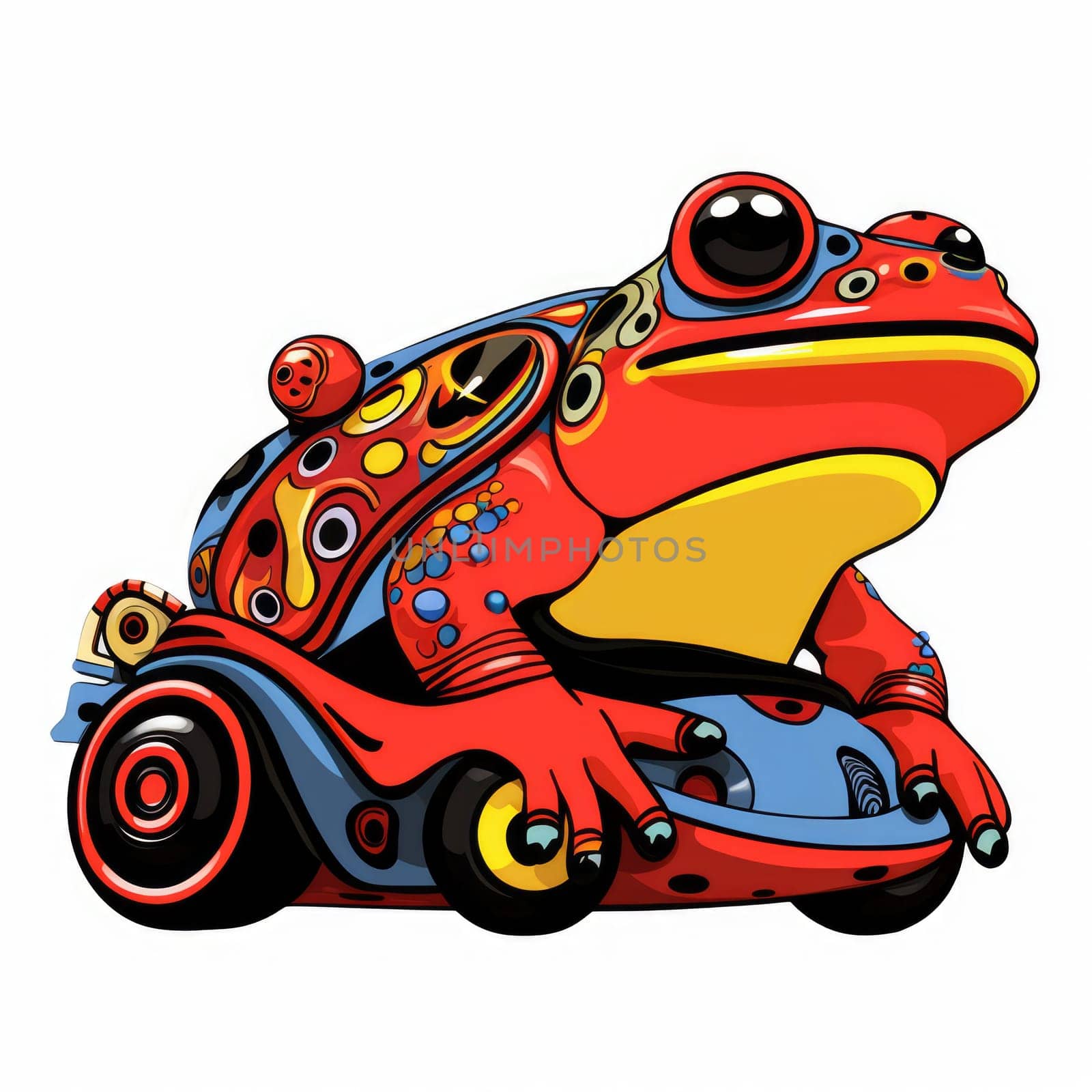 Psychedelic toad portrait in bright pop art style isolated on white background. Template for t-shirt print, sticker, poster, etc.