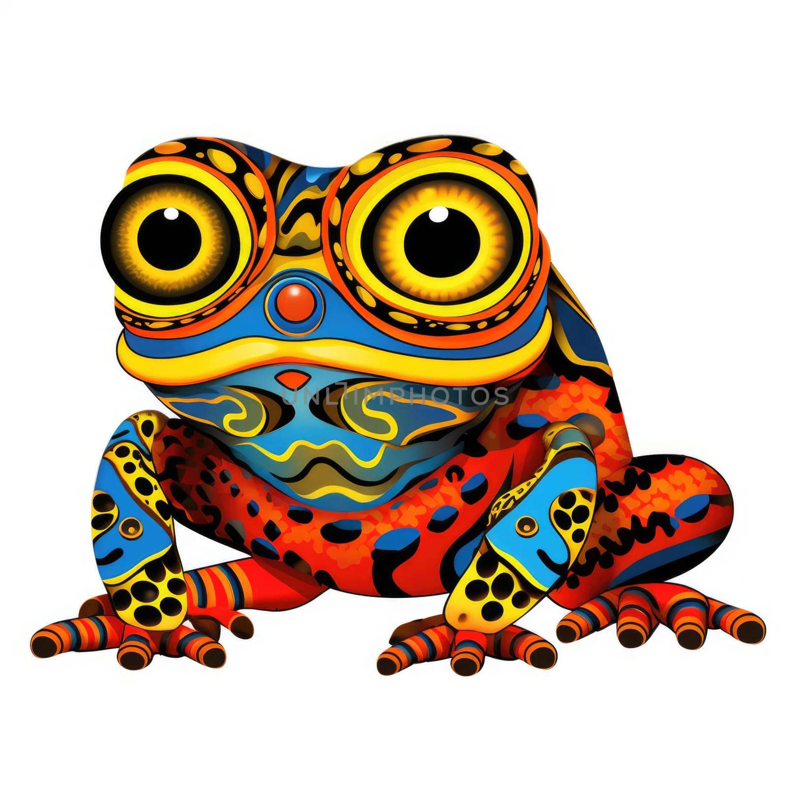 Psychedelic toad portrait in bright pop art style isolated on white background. Template for t-shirt print, sticker, poster, etc.