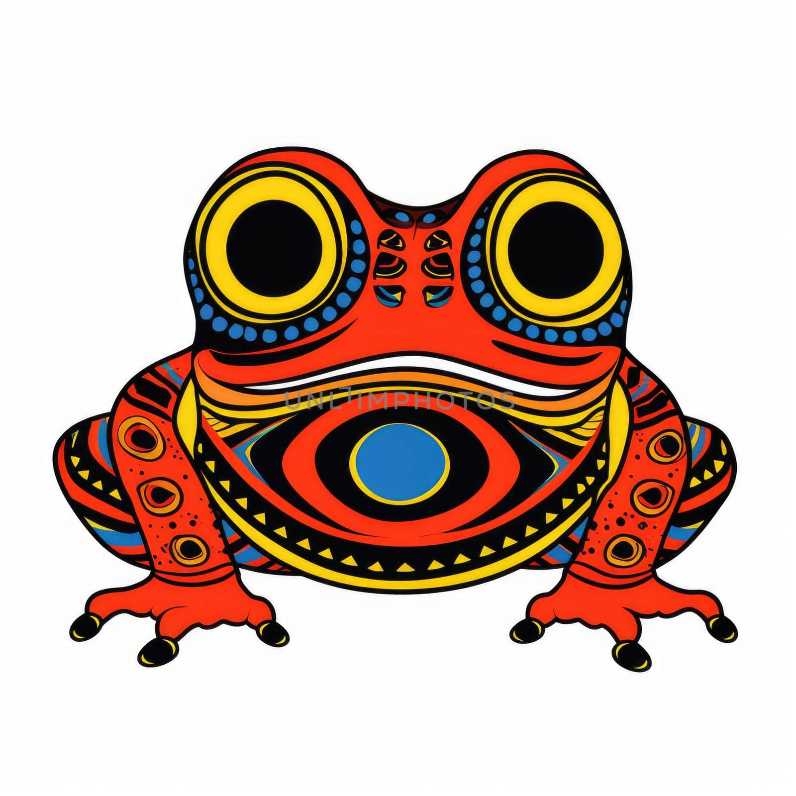 Psychedelic toad portrait in bright pop art style isolated on white background. Template for t-shirt print, sticker, poster, etc.