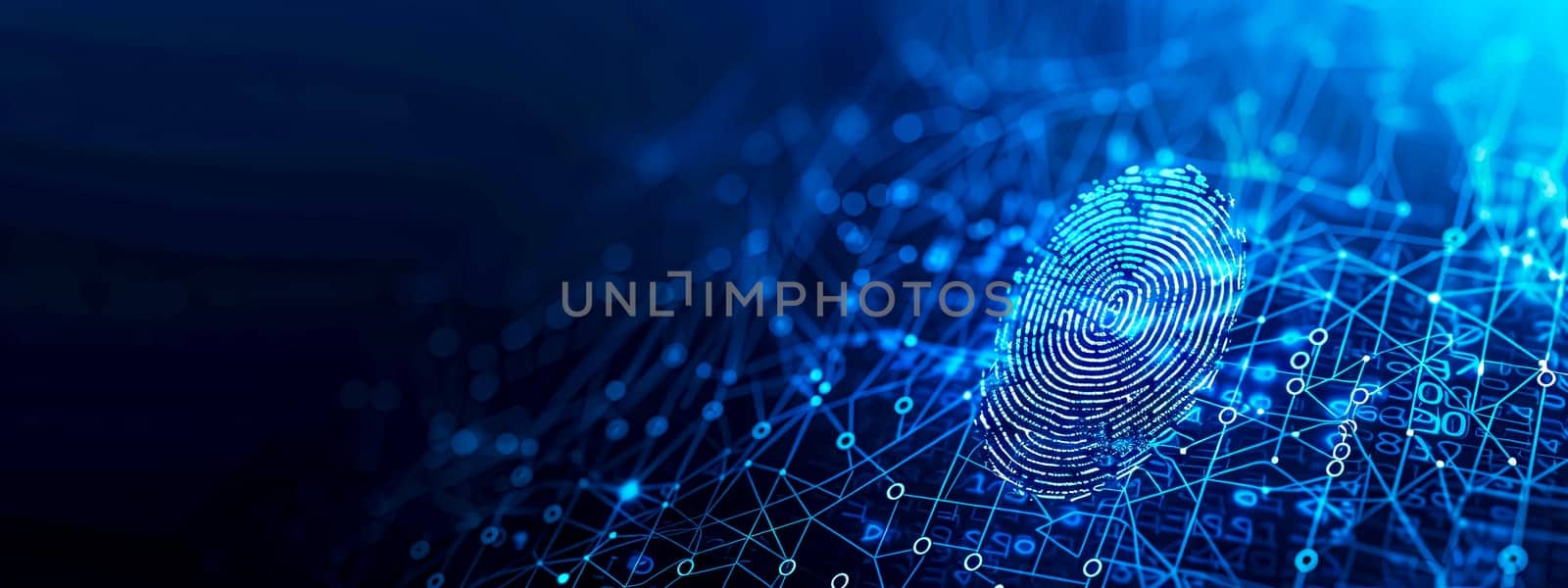 Blue Cybersecurity Fingerprint Network for Digital Biometric Authentication and Data Protection by Edophoto