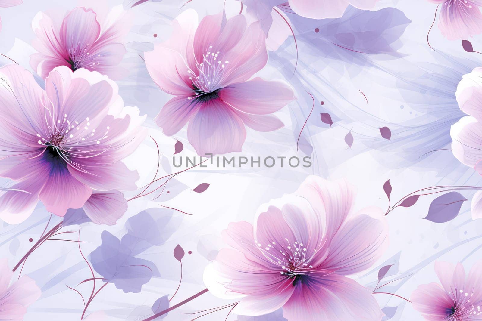 Seamless Floral Wallpaper Pattern: Nature's Beautiful Blossom in Pink and White by Vichizh