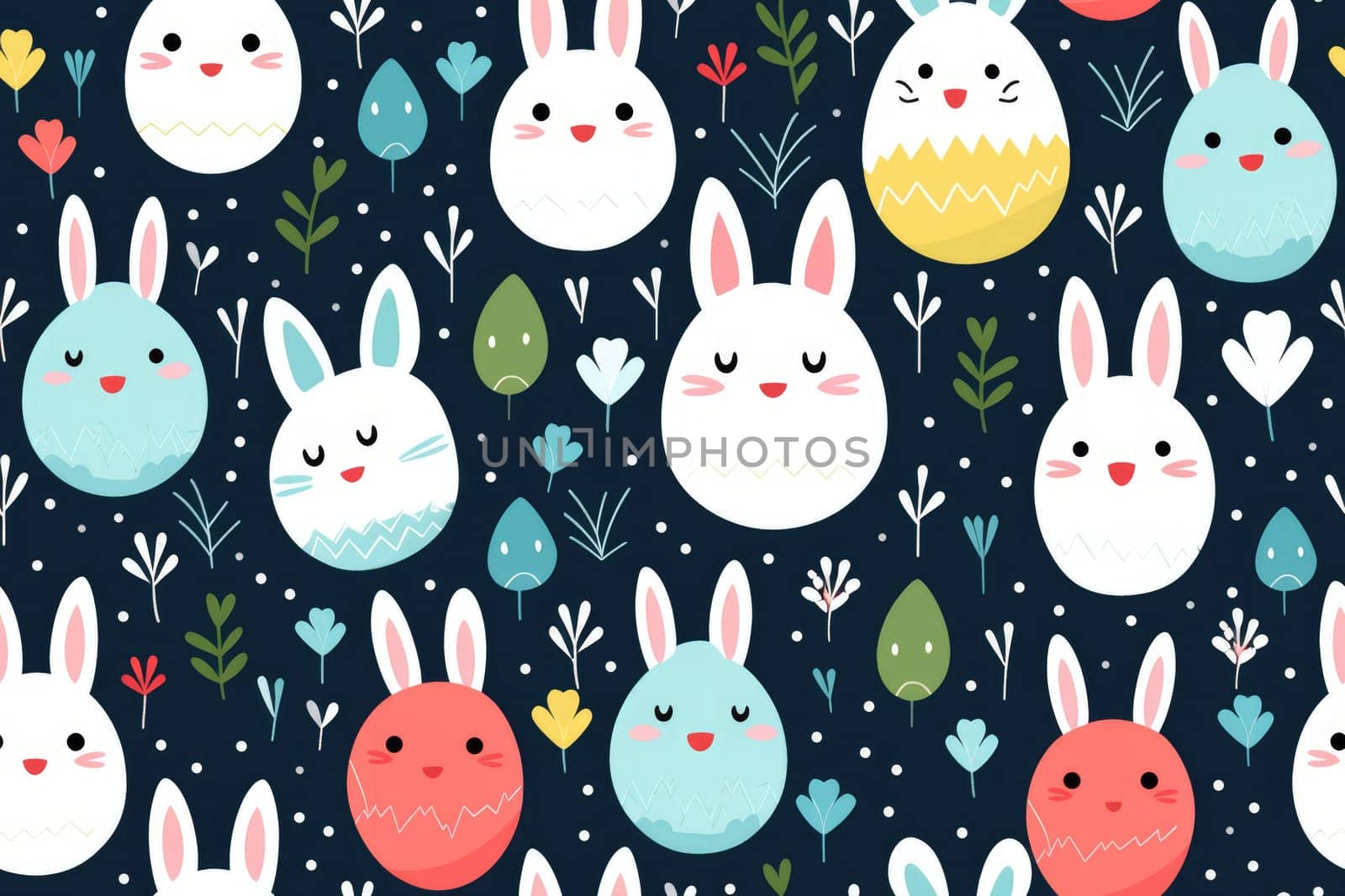 Easter egg seamless pattern background, AI Generative by nijieimu