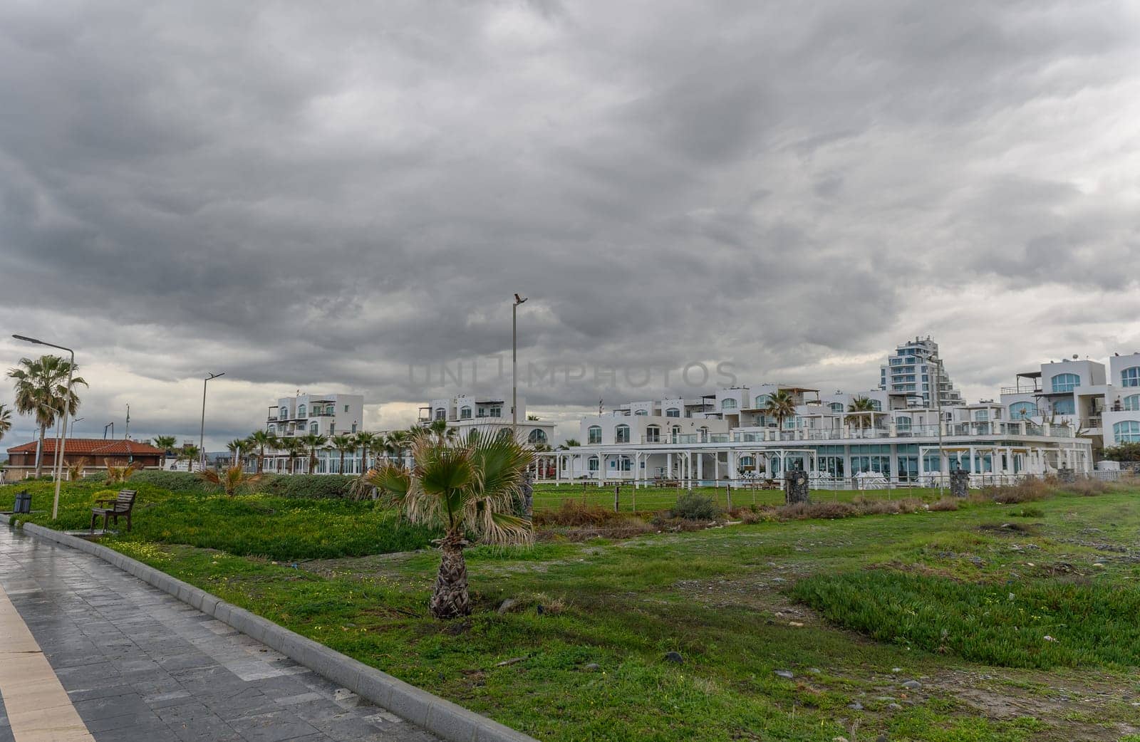 residential complex with white houses on the seashore in Cyprus 5