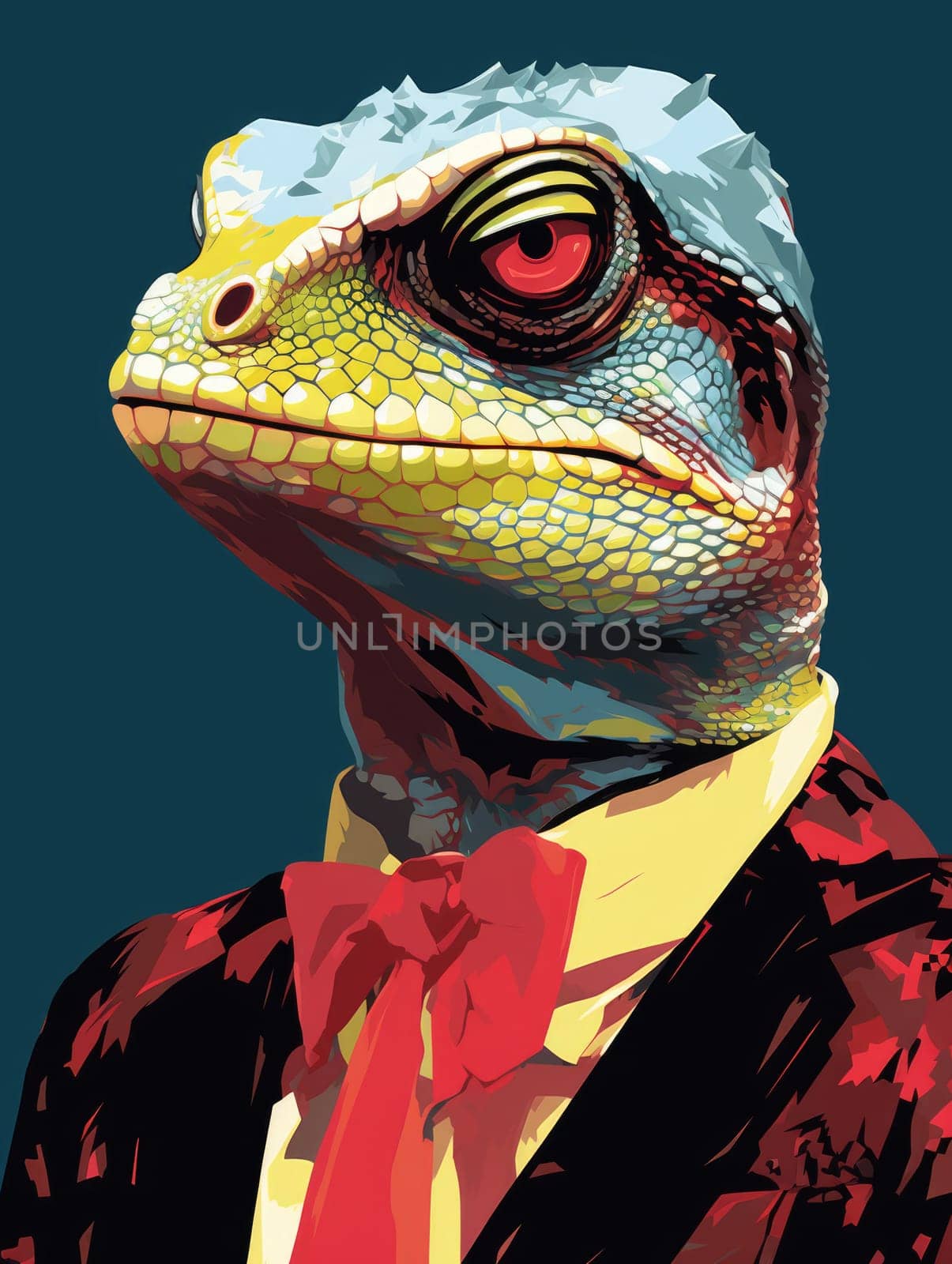 Portrait of a lizard woman.  Reptiloid humanoid. Reptiloid as a science fiction character or the concept of reptiloid conspiracy theory. Reptilian humanoid