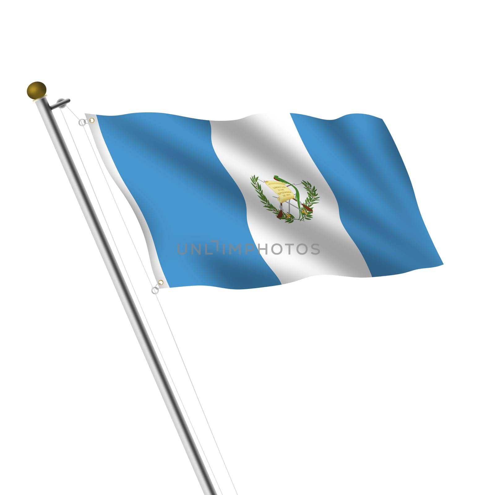 Guatemala Flagpole 3d illustration with clipping path by VivacityImages