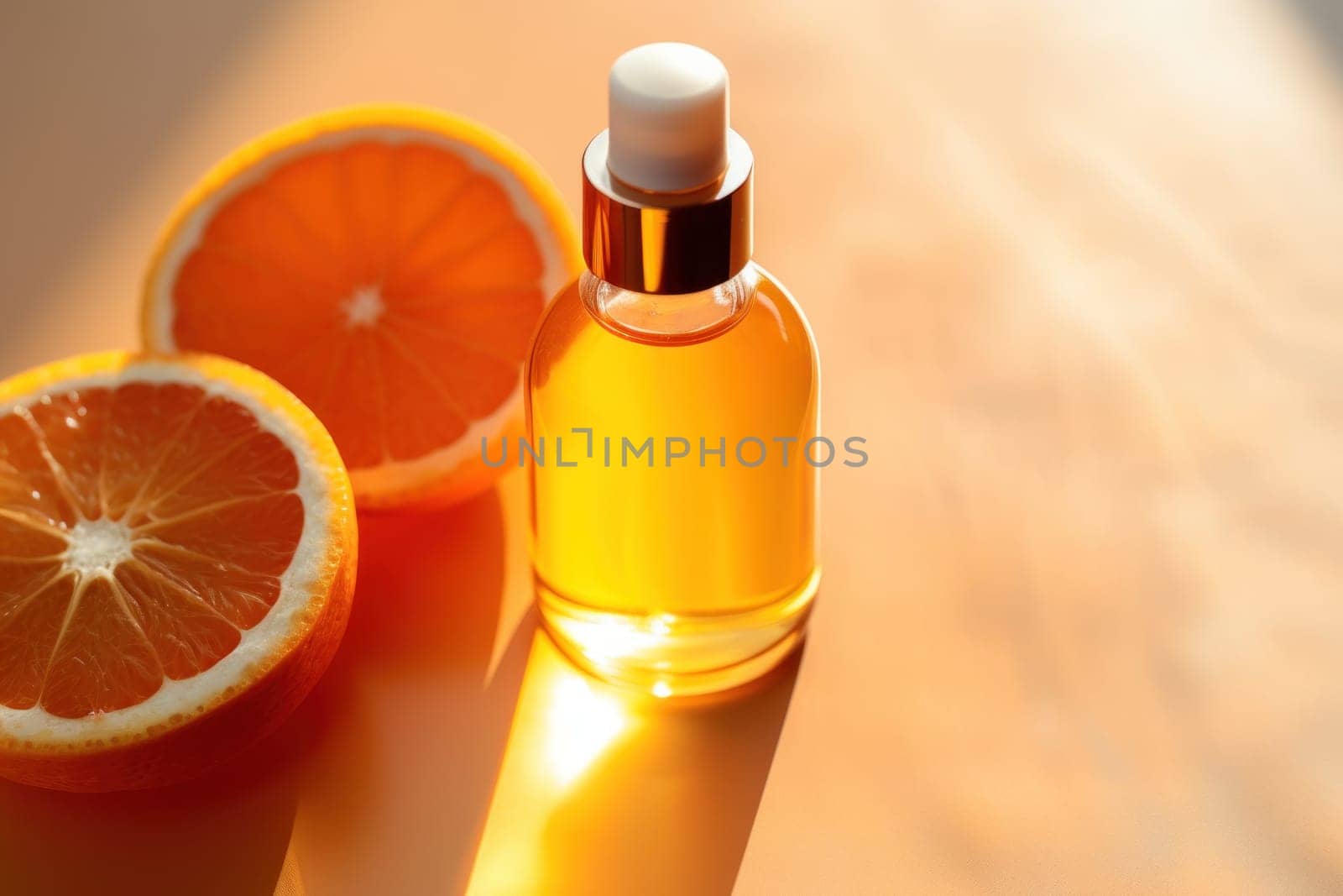 photo of vitamin c product with sliced orange.