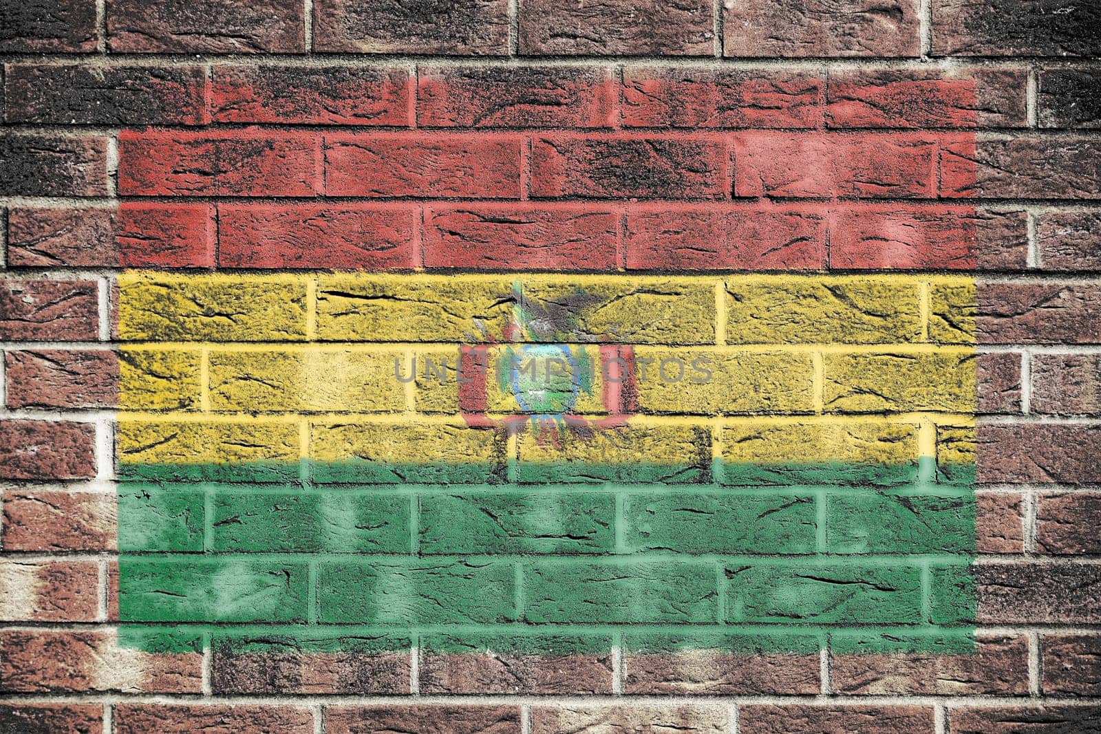 A Bolivia flag on brick wall background