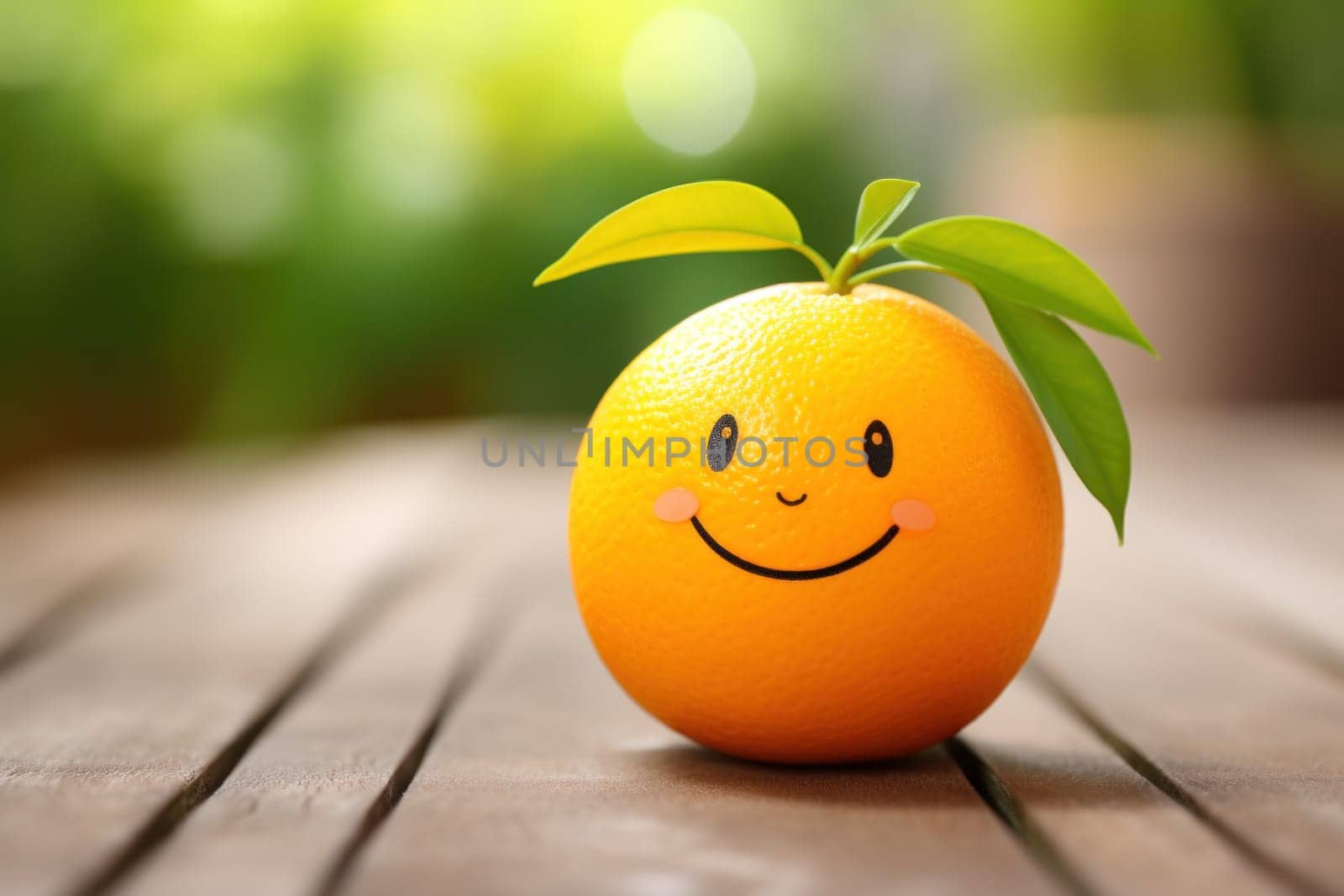 A cute smiling orange with a vibrant peel, vitamin c background.