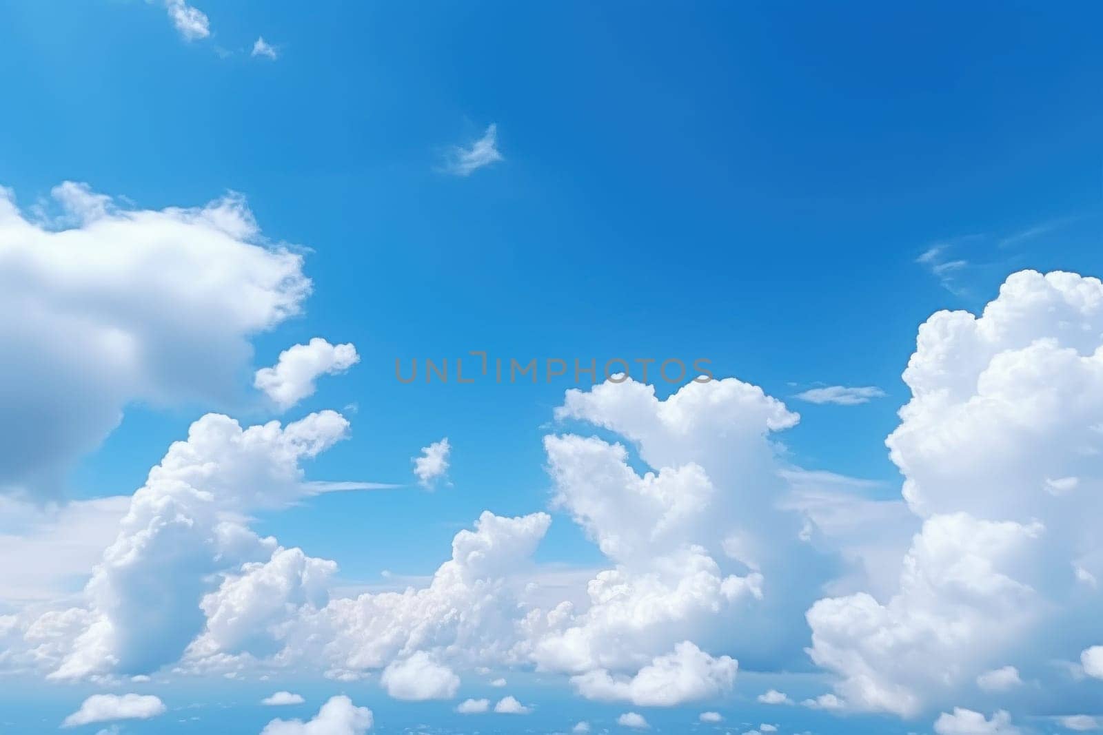 Blue sky background with tiny clouds wallpaper.