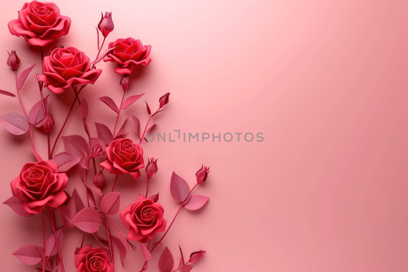 Roses pink shadow over pink background by golfmerrymaker