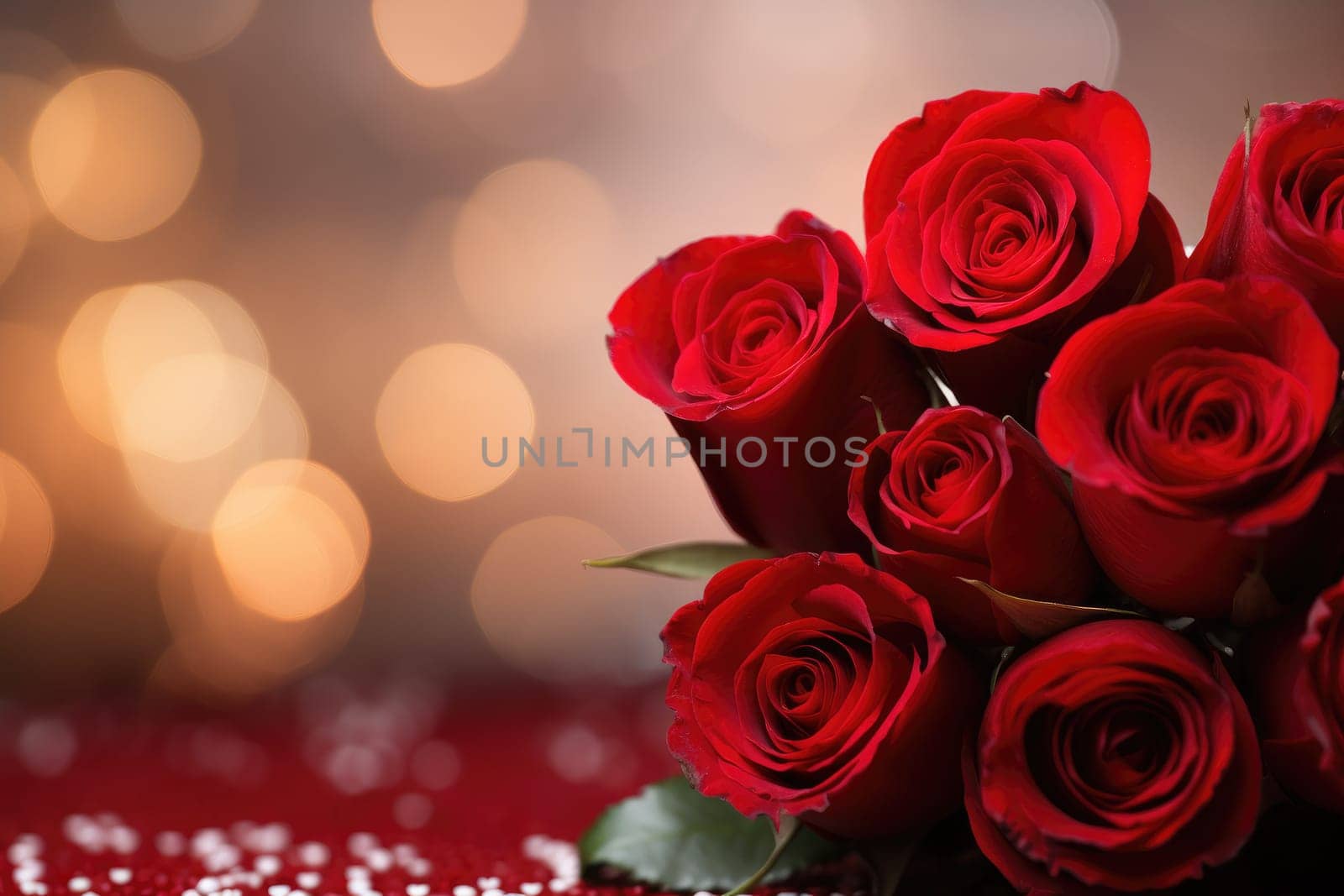 valentine's day celebration with red roses background.