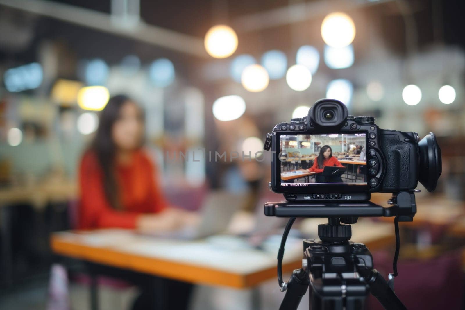 Woman doing a live broadcast, shopping online concept.