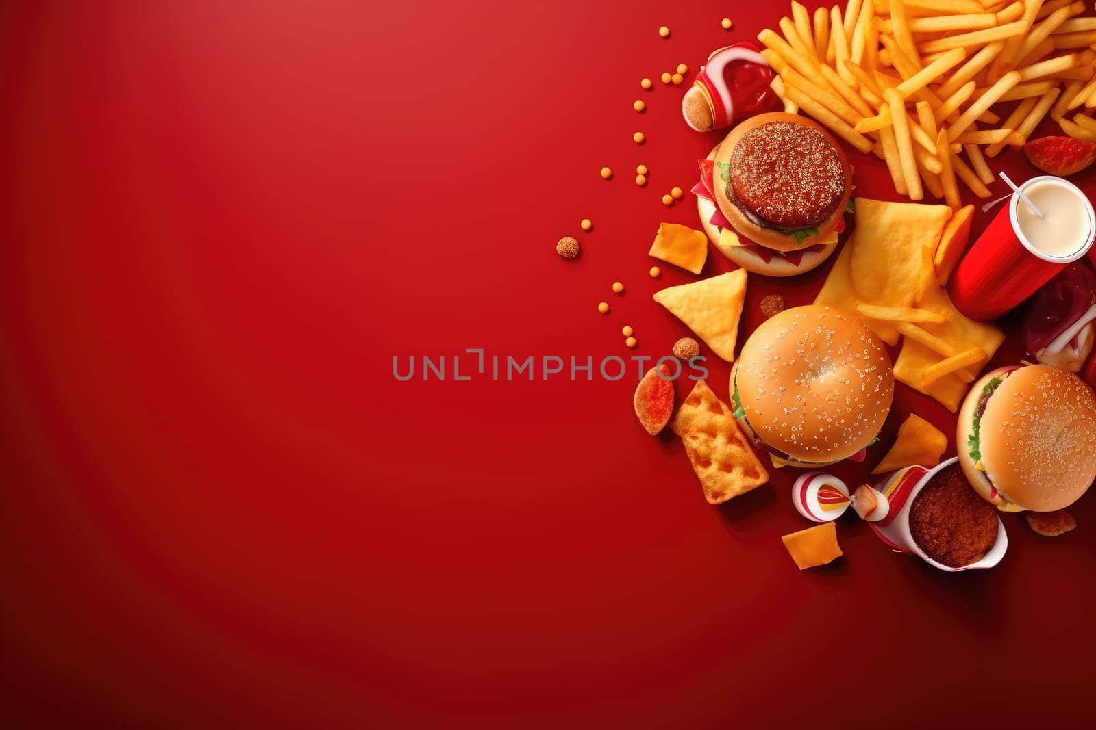 fast food design pattern or junk food design background AI Generative.