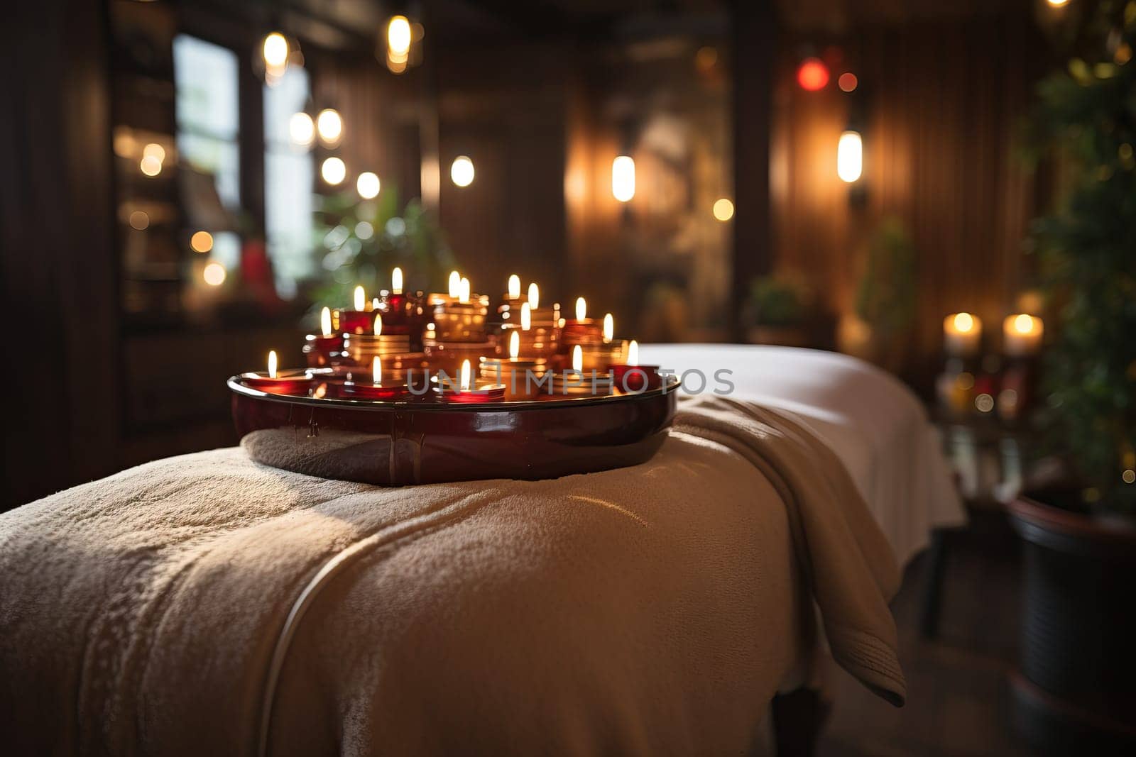 Romantic atmosphere with candles in the spa room. by Niko_Cingaryuk