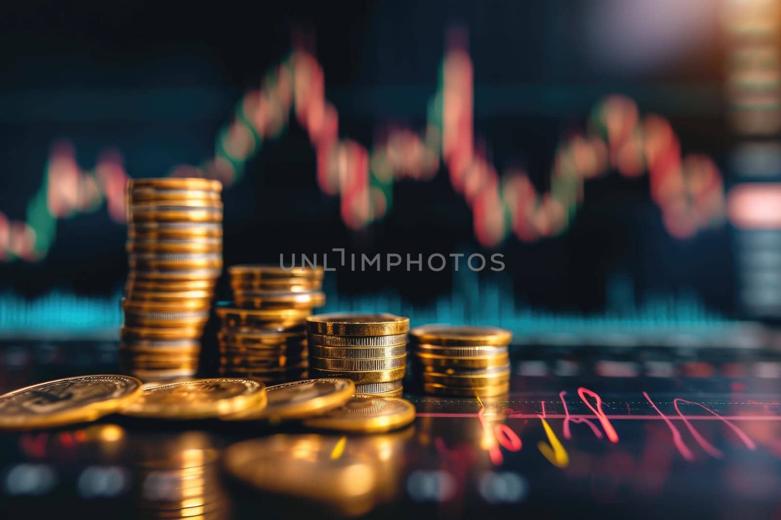 Stack of coins. Financial concept of savings, Investment wealth and prosperity, background banner.