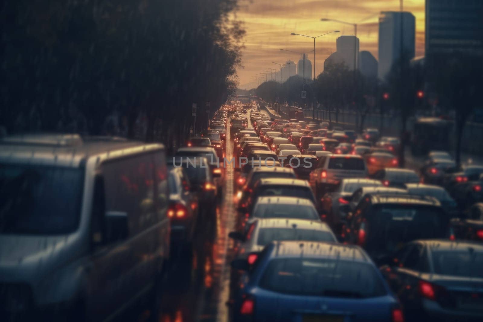 Photo of Stressful moment during a traffic jam, AI Generative by nijieimu