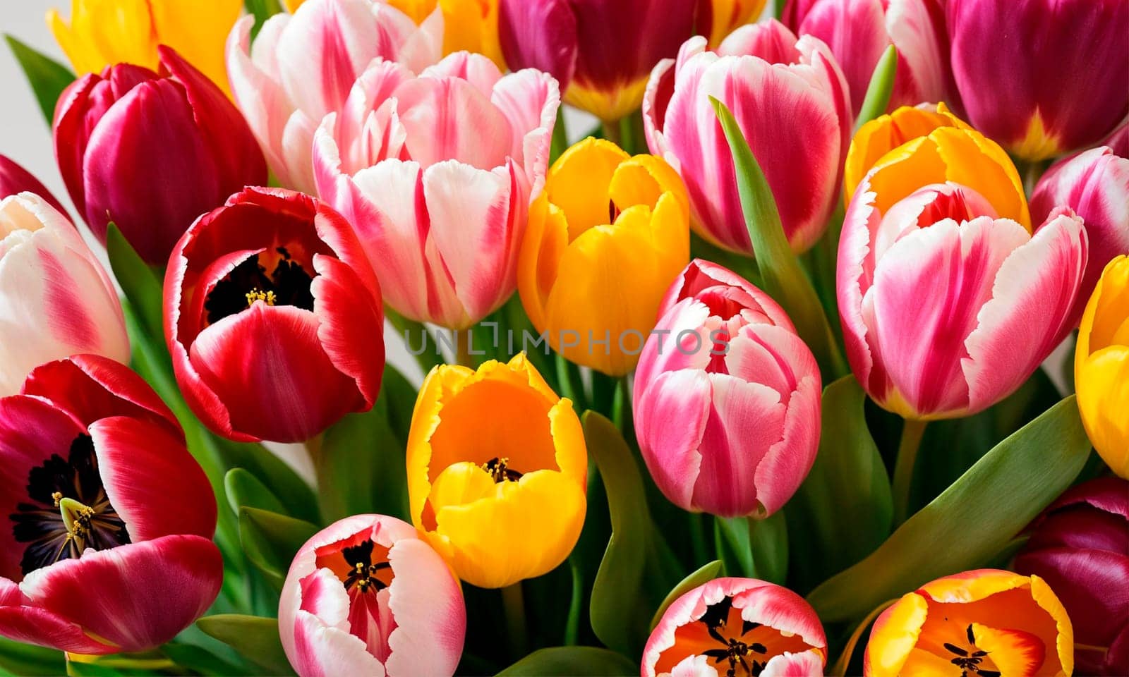 Bouquet of tulips as a gift. Selective focus. by yanadjana