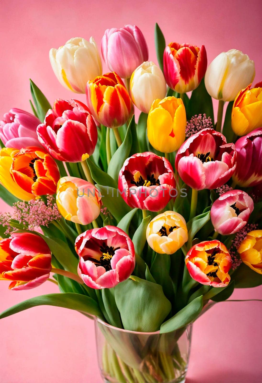 Bouquet of tulips as a gift. Selective focus. by yanadjana