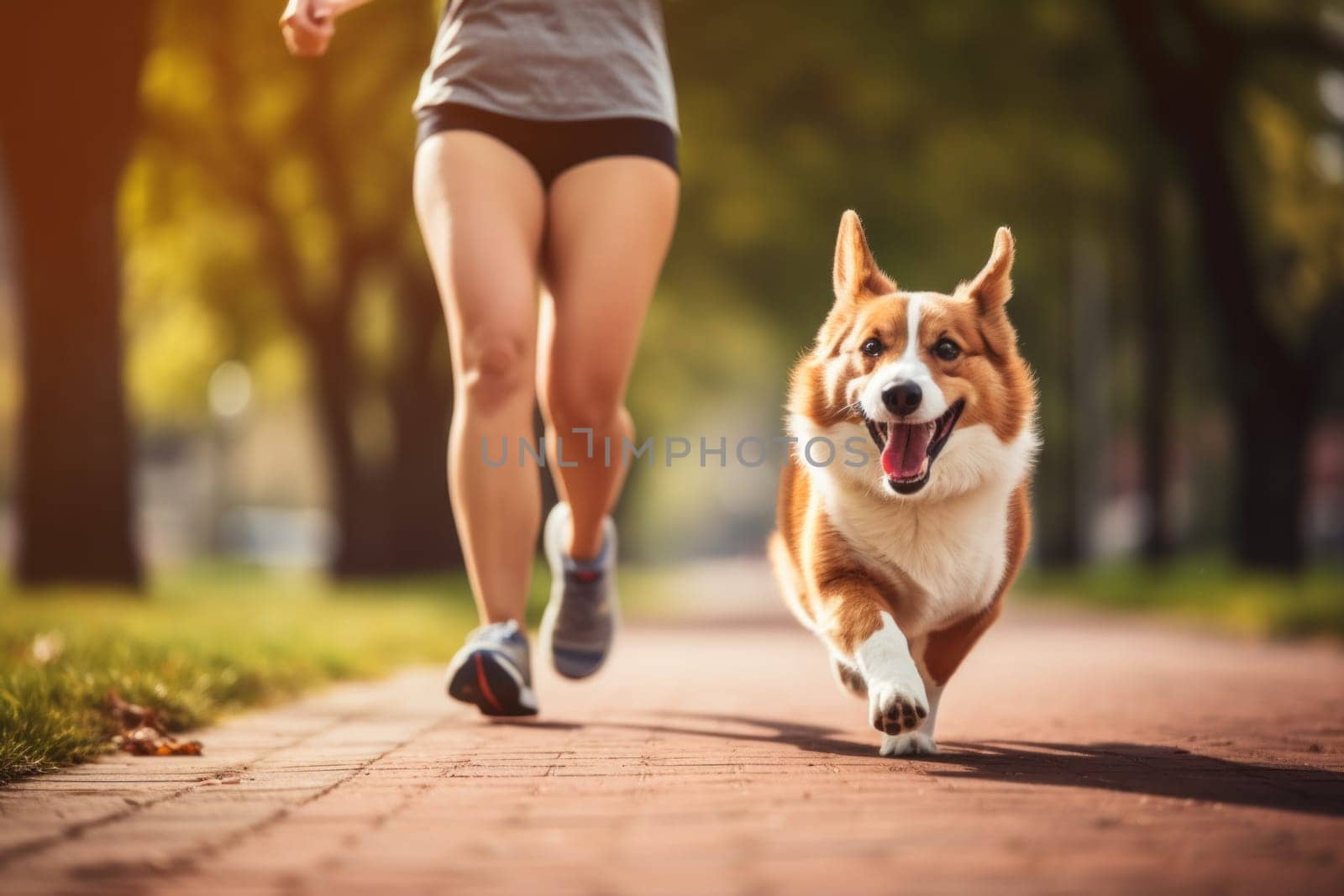 A person jogging with their dog as a fun way to exercise by nijieimu