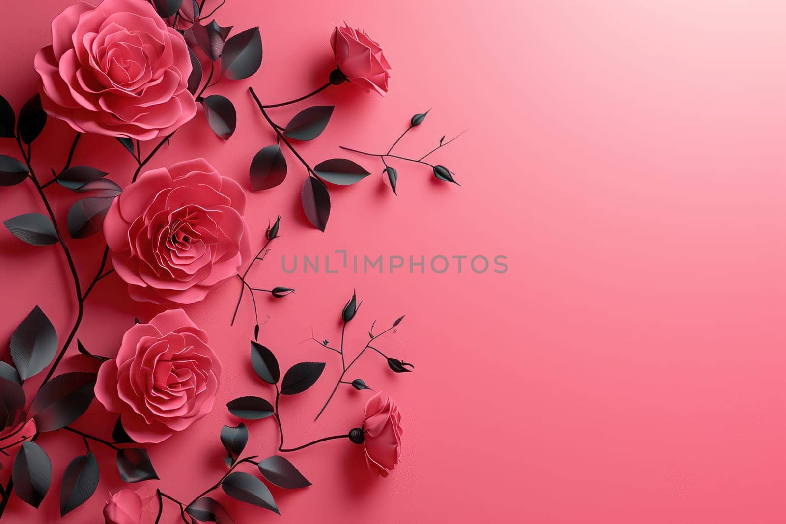 Roses pink shadow over pink background by golfmerrymaker