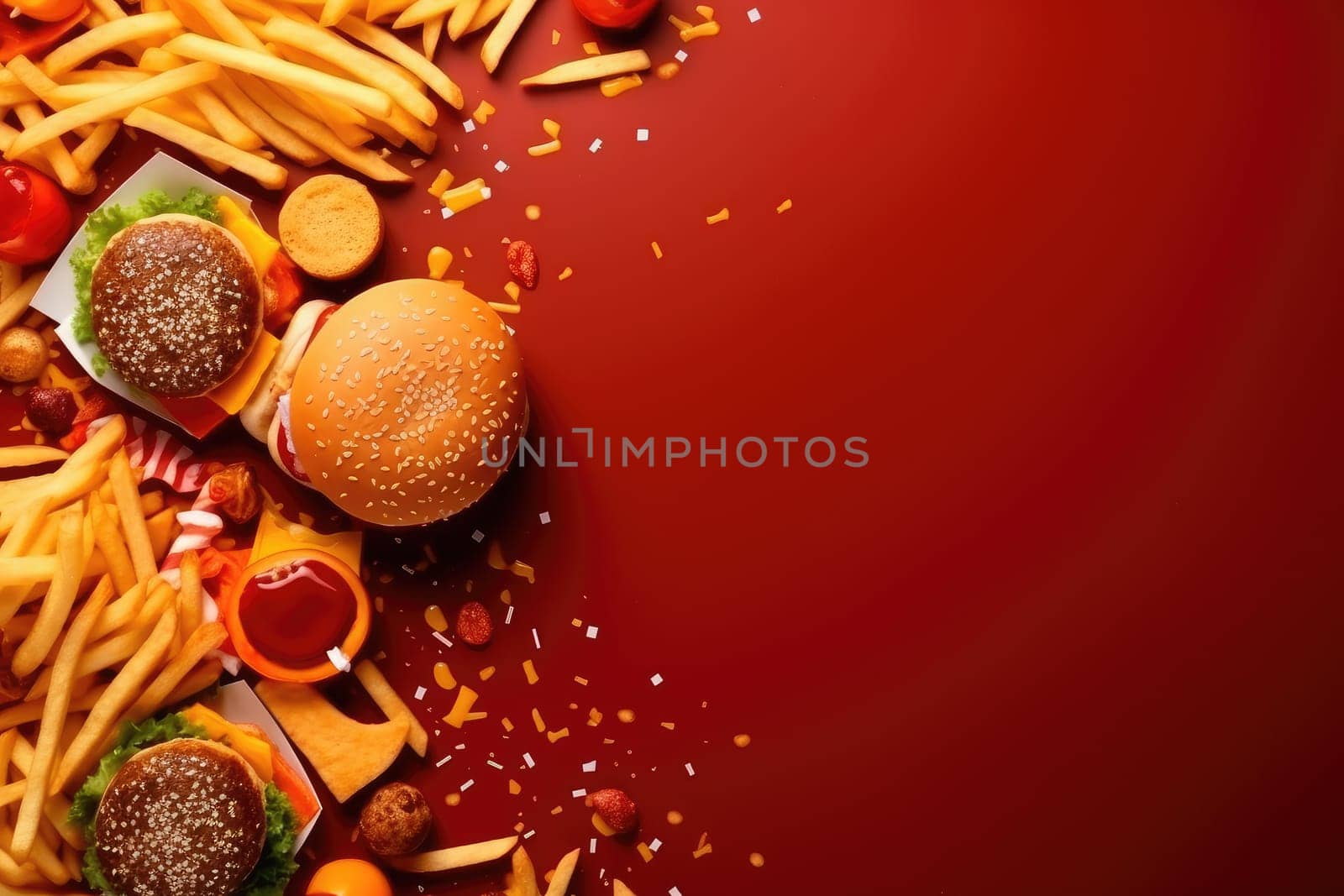 fast food design pattern or junk food design background AI Generative by nijieimu