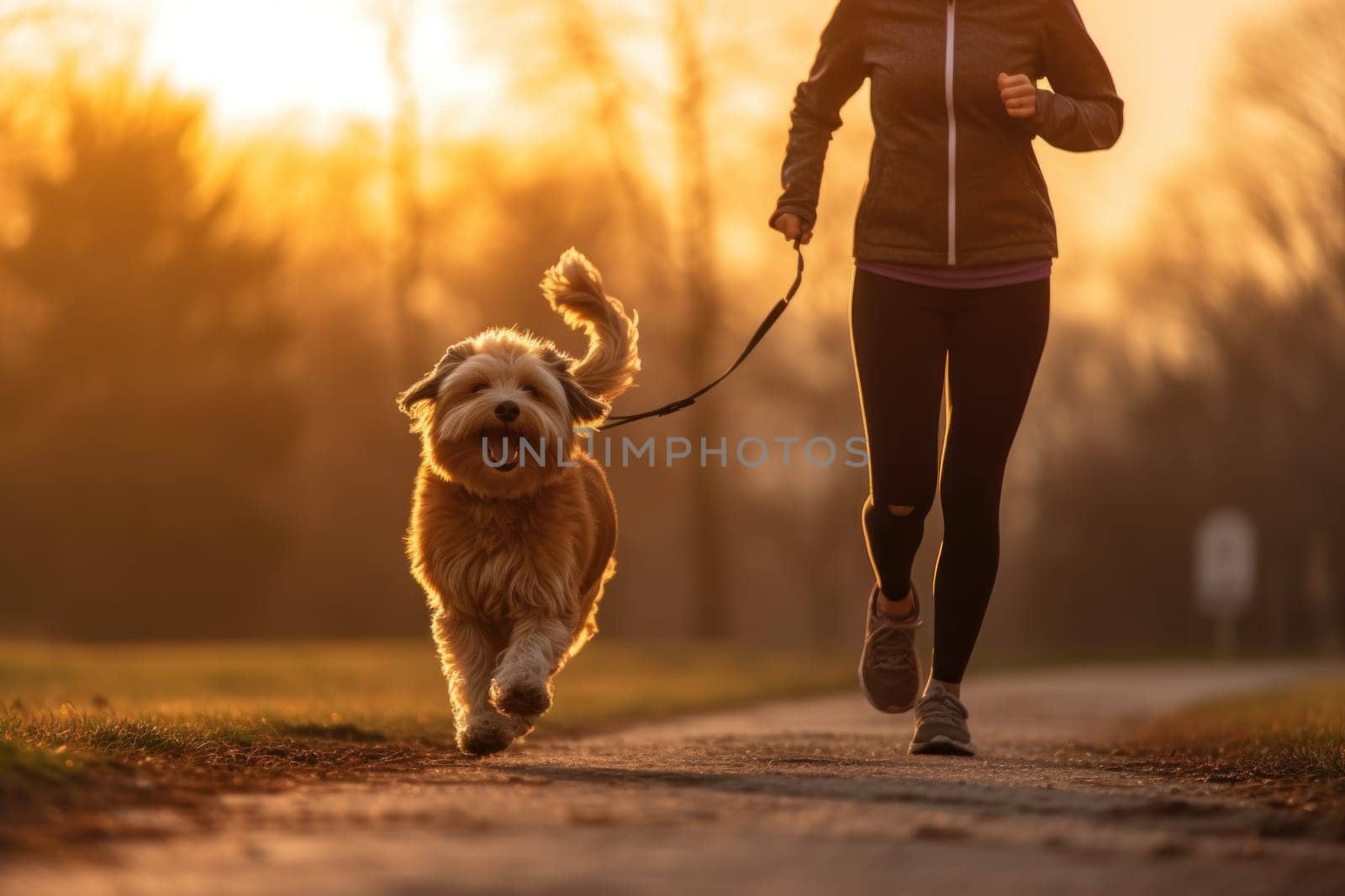 A person jogging with their dog as a fun way to exercise by nijieimu
