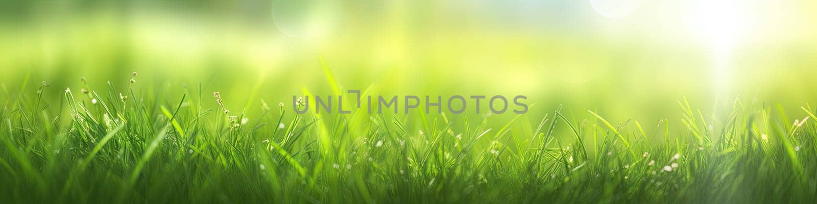 Green grass and sunlight banner background by Kadula