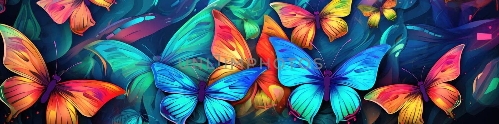 Colorful butterflies in a nature as banner, nature concept
