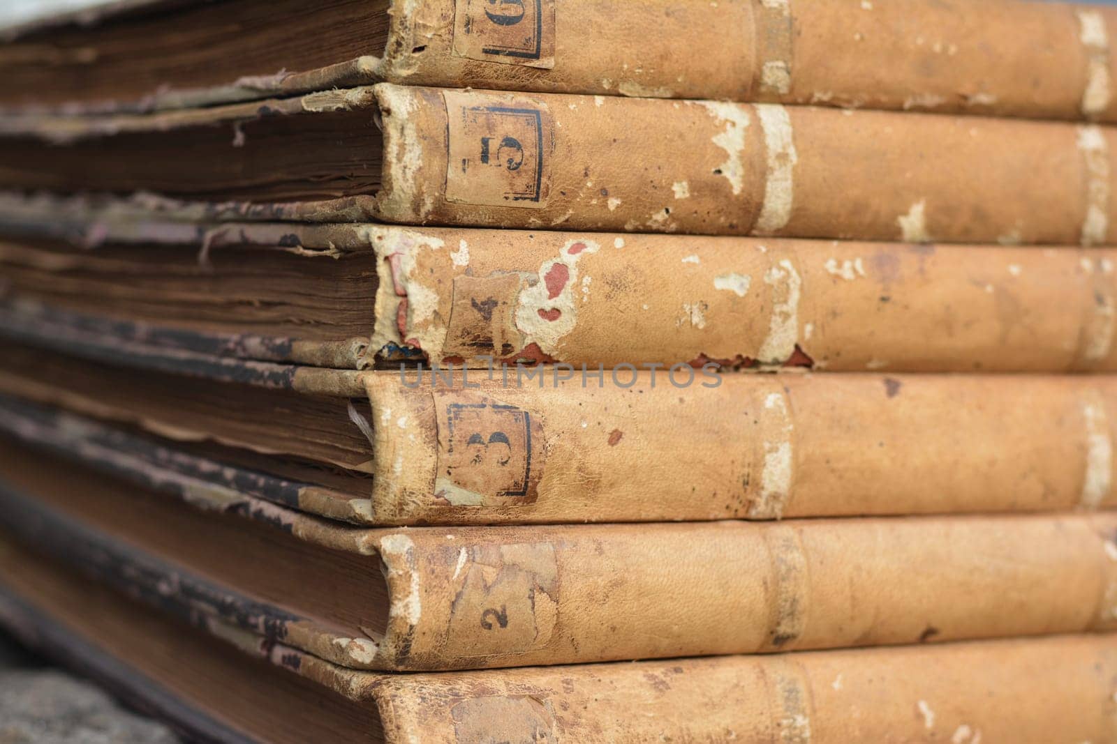 Vintage antiquarian old books with yellowed pages