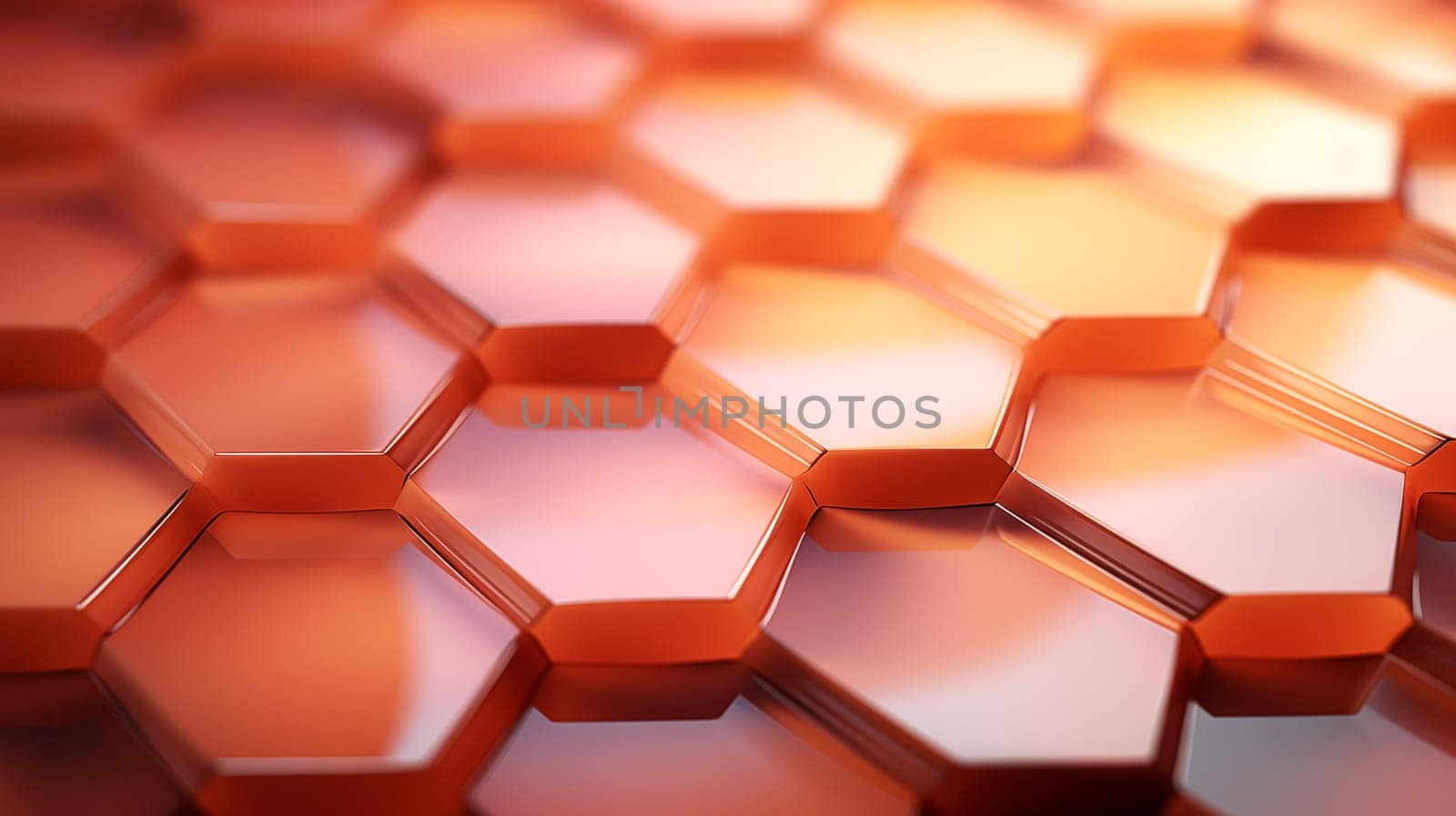 Close-up of a geometric pattern with copper hexagons creating an abstract background by Zakharova