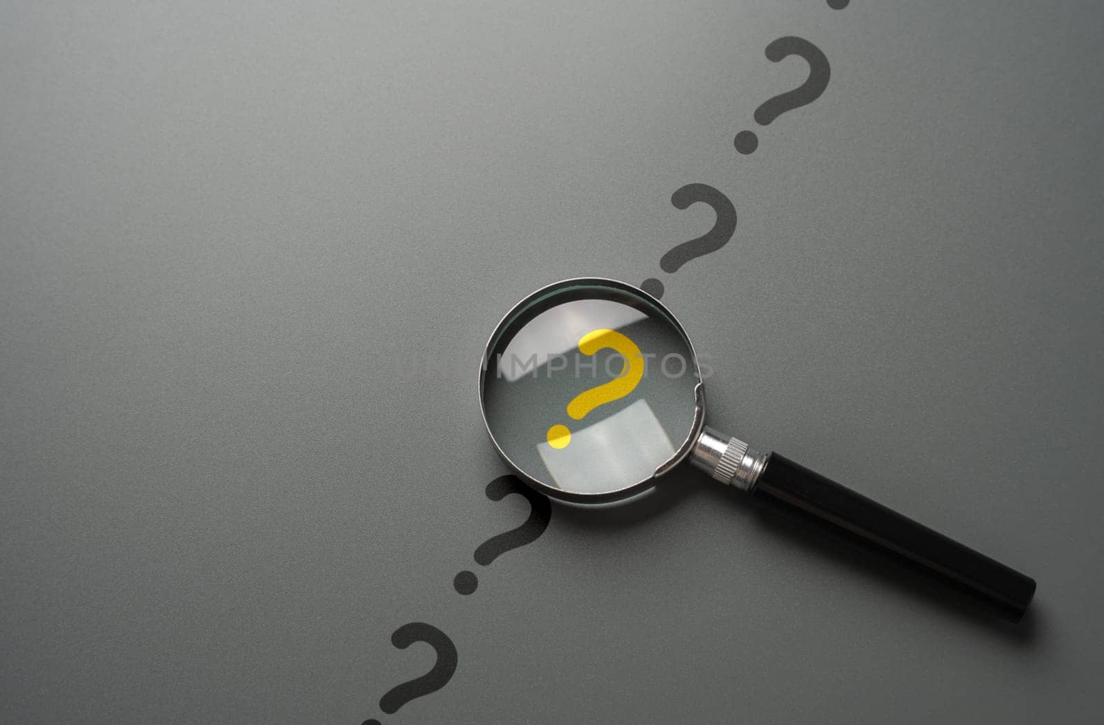 Magnifying glass and yellow question mark. FAQ. Solving mysteries, uncovering hidden truths. Curiosity, inquiry, uncertainty. Search for answers, clarity understanding. Quest for knowledge solutions by iLixe48