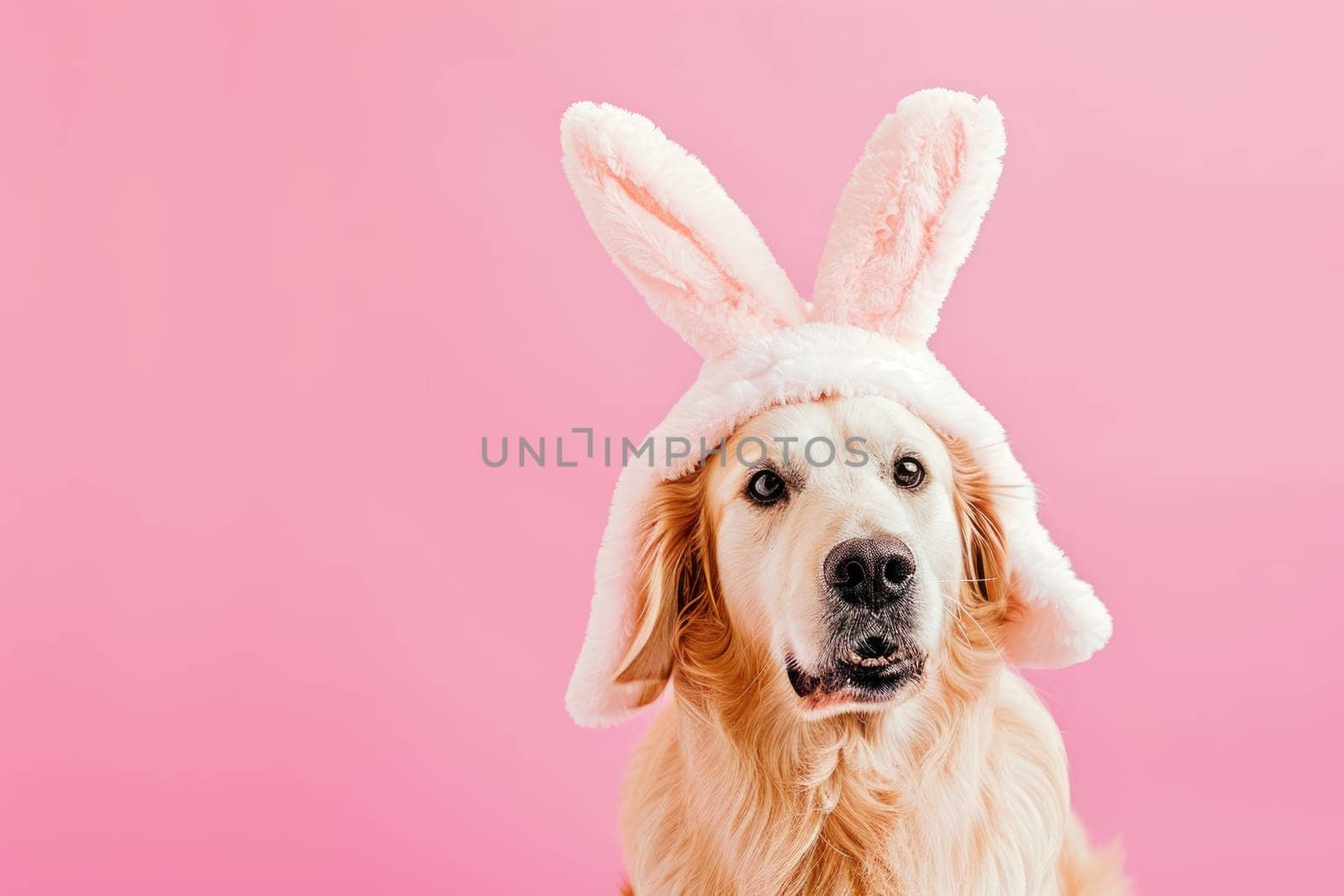 Happy dog with bunny ears for Easter, Banner for your advertisement, Easter bunny, happy Easter..