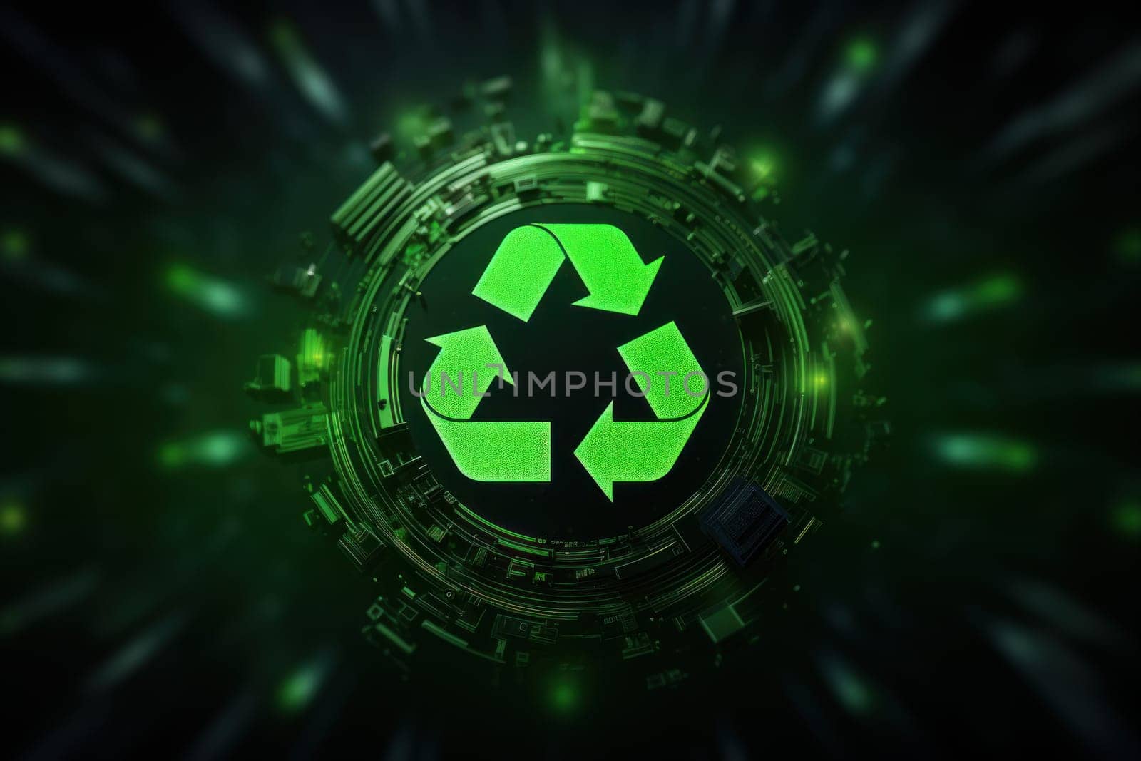 Green recycle icon concept green aesthetic scenery background.