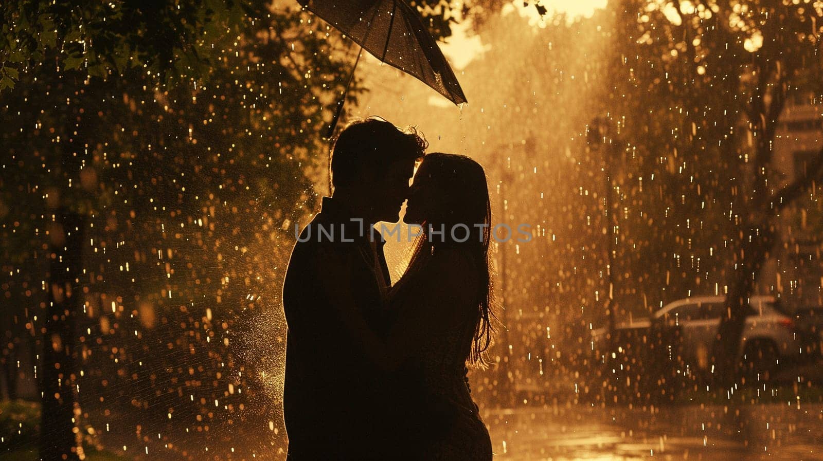 A couple in love under the same umbrella. Romantic photo for Valentine's Day by NeuroSky