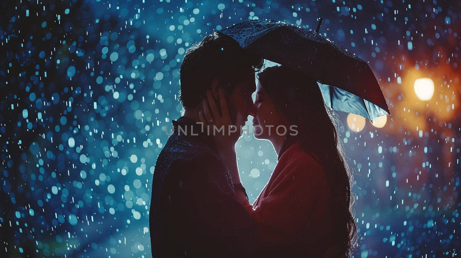 A couple in love under the same umbrella. Romantic photo for Valentine's Day by NeuroSky