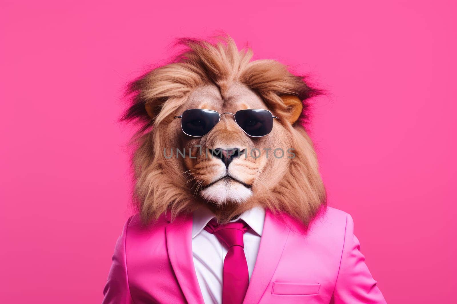 Stylish portrait of dressed up anthropomorphic Animal wearing glasses, AI Generative.