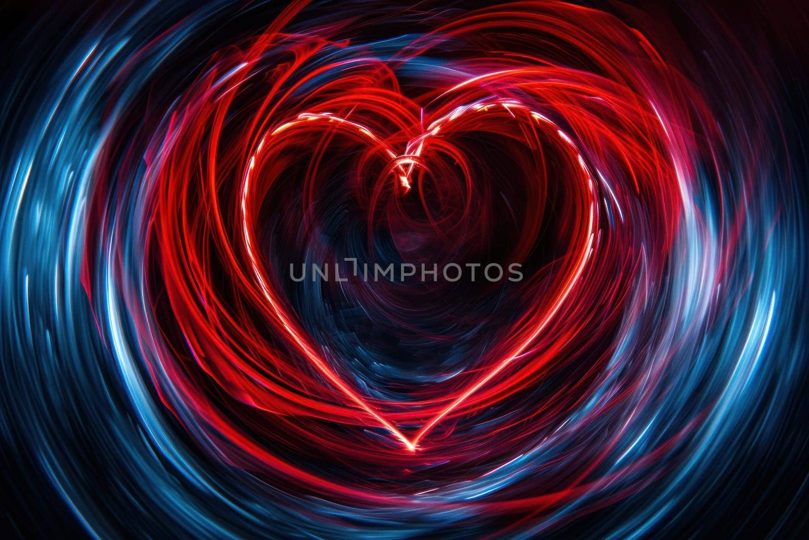 Red heart symbol made of Time Loop. Generative AI by golfmerrymaker
