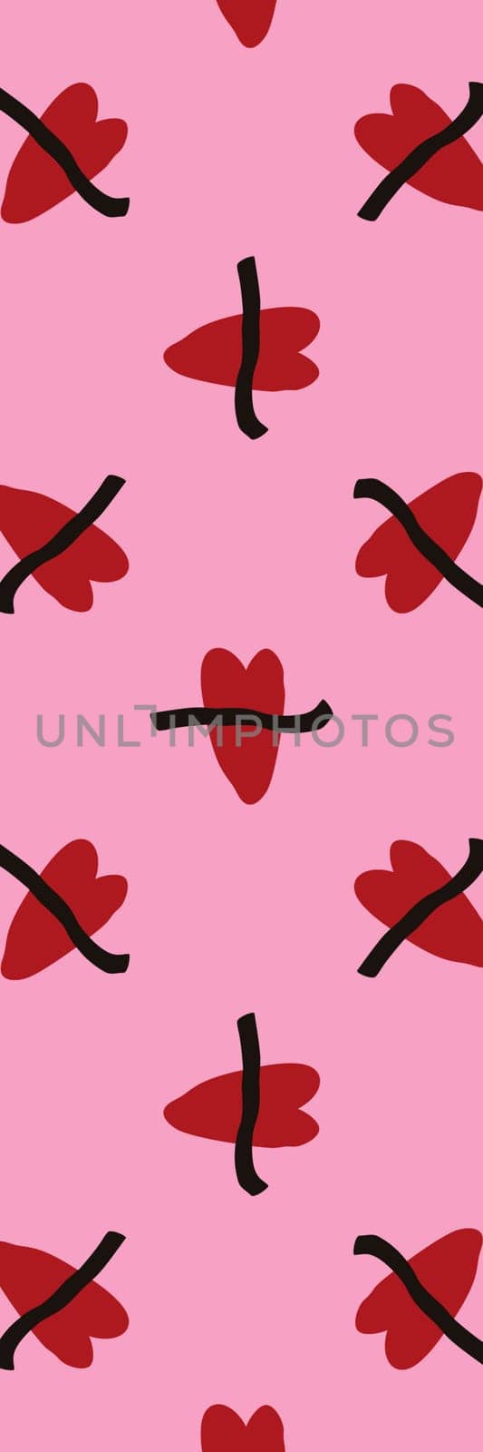 Pink Retro groovy cartoon valentine's day bookmark with lips