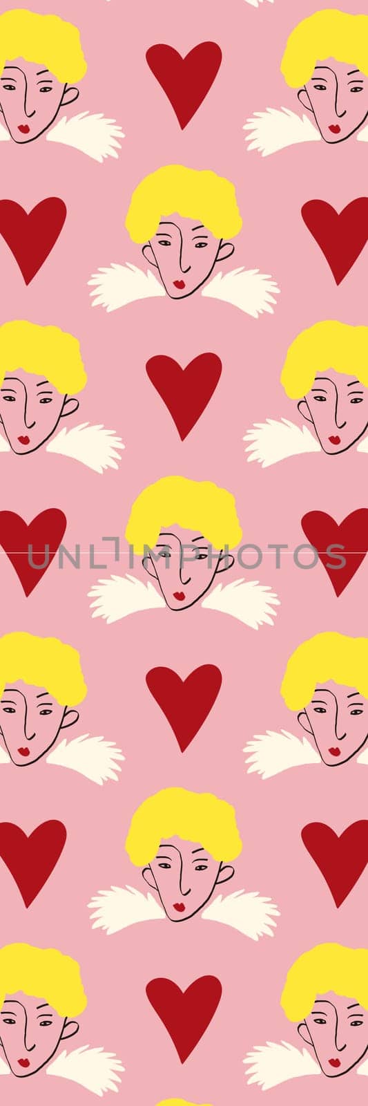 Retro groovy cartoon valentine's day bookmark with angels