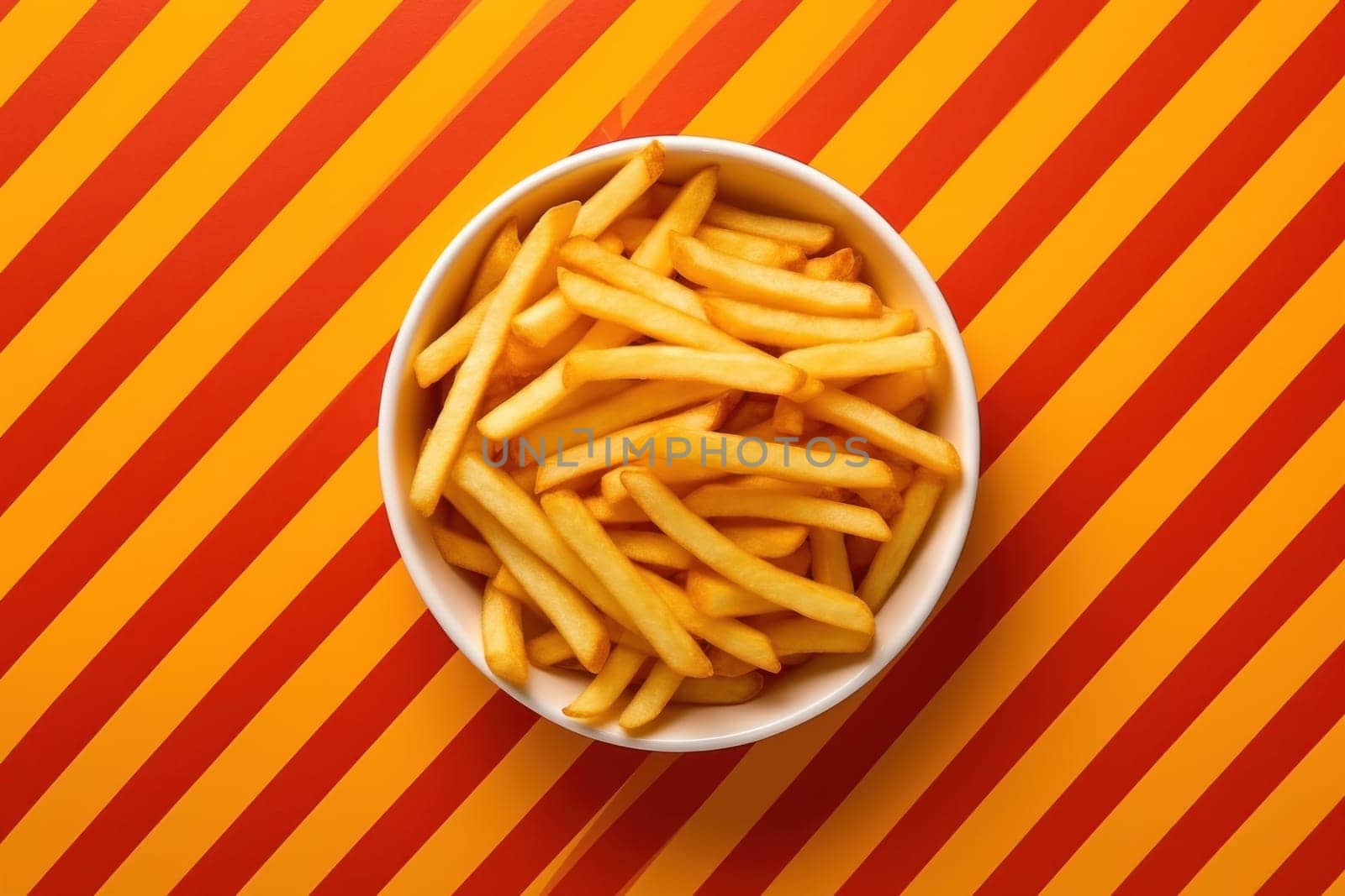 Top view french fries advertising on aesthetic scenery background.