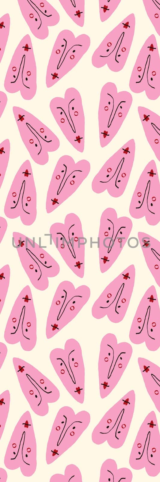 pink cartoon valentine's day bookmark with hearts